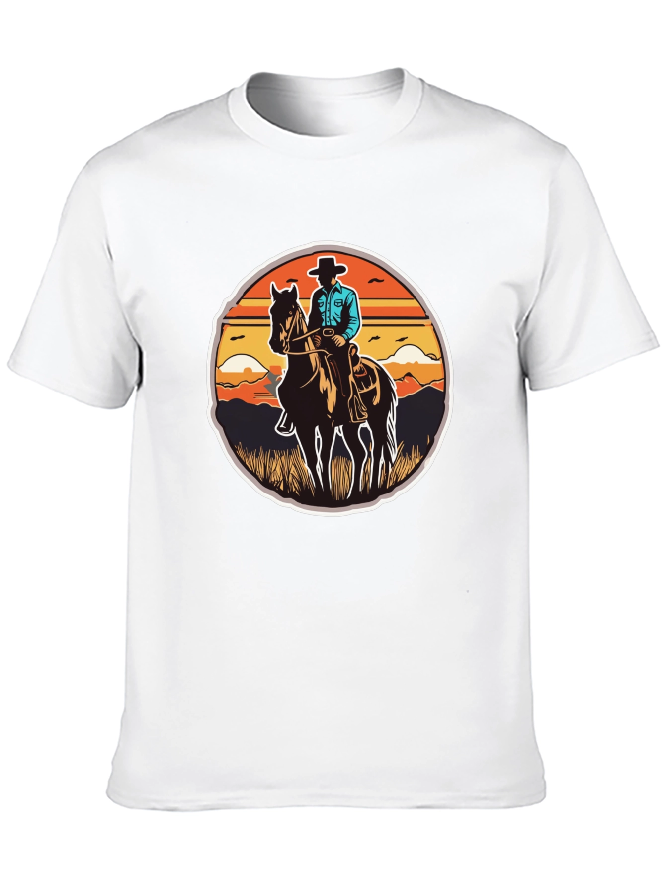 Cowboy on Horseback Black T-Shirt