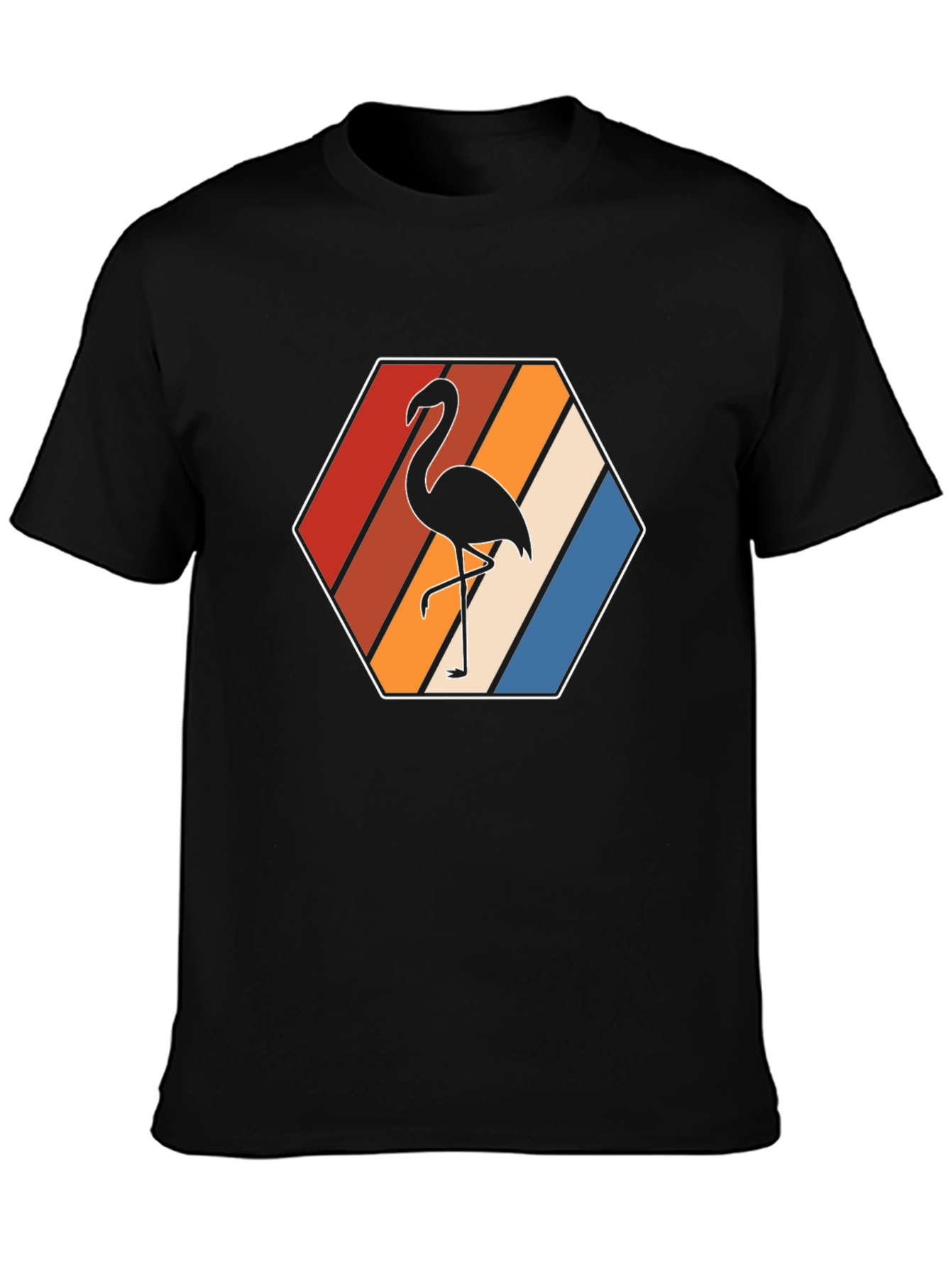 Retro Flamingo Graphic Tee - Mens Black T-Shirt