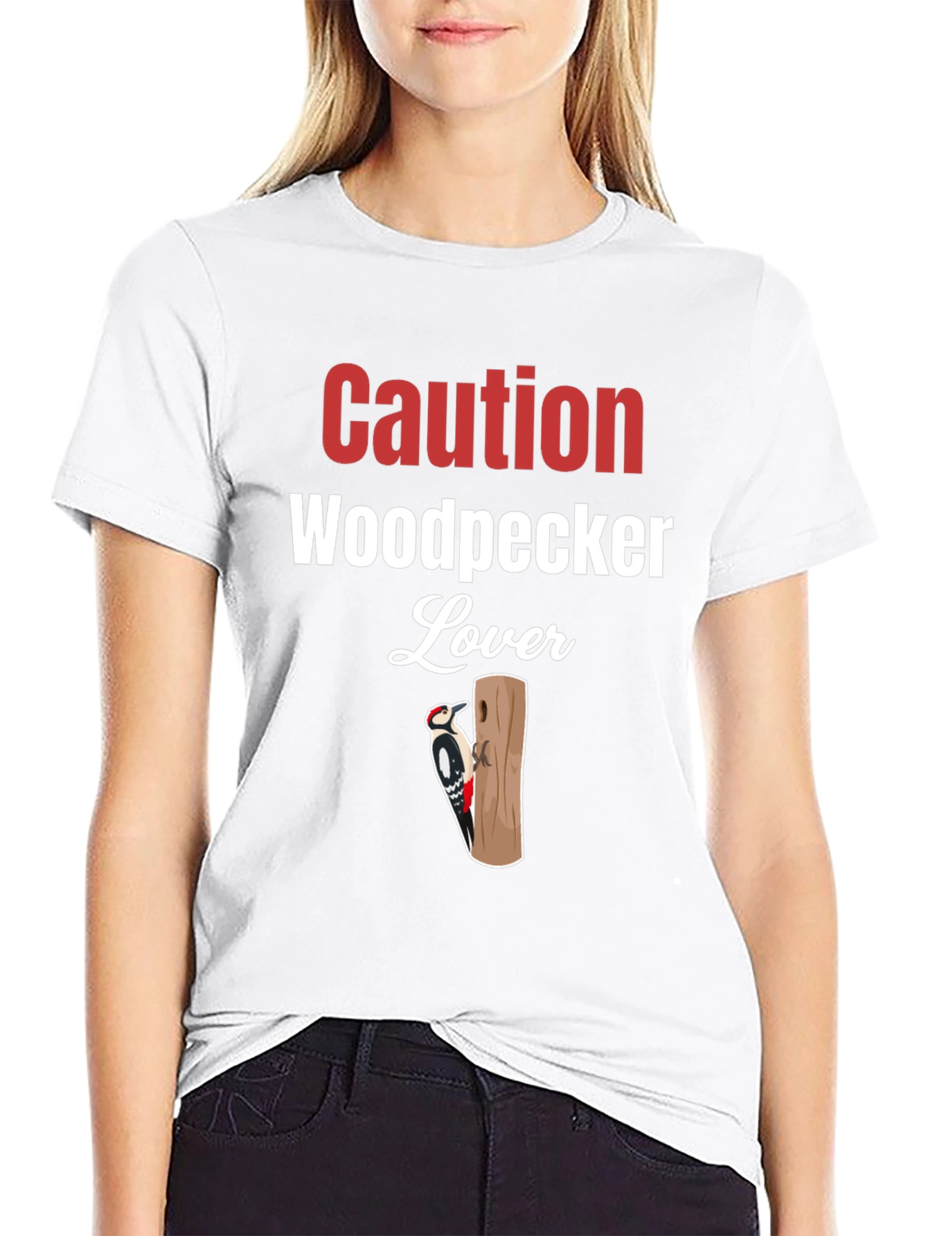 Caution Woodpecker Lover Graphic Tee