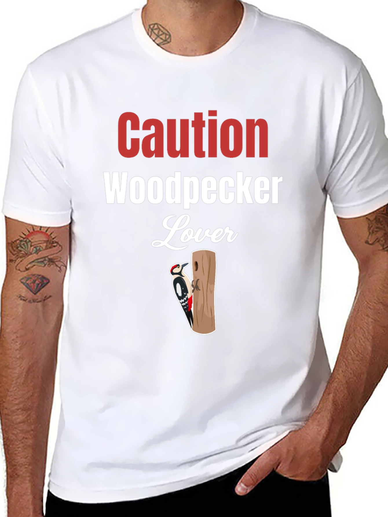 Caution Woodpecker Lover Graphic Tee