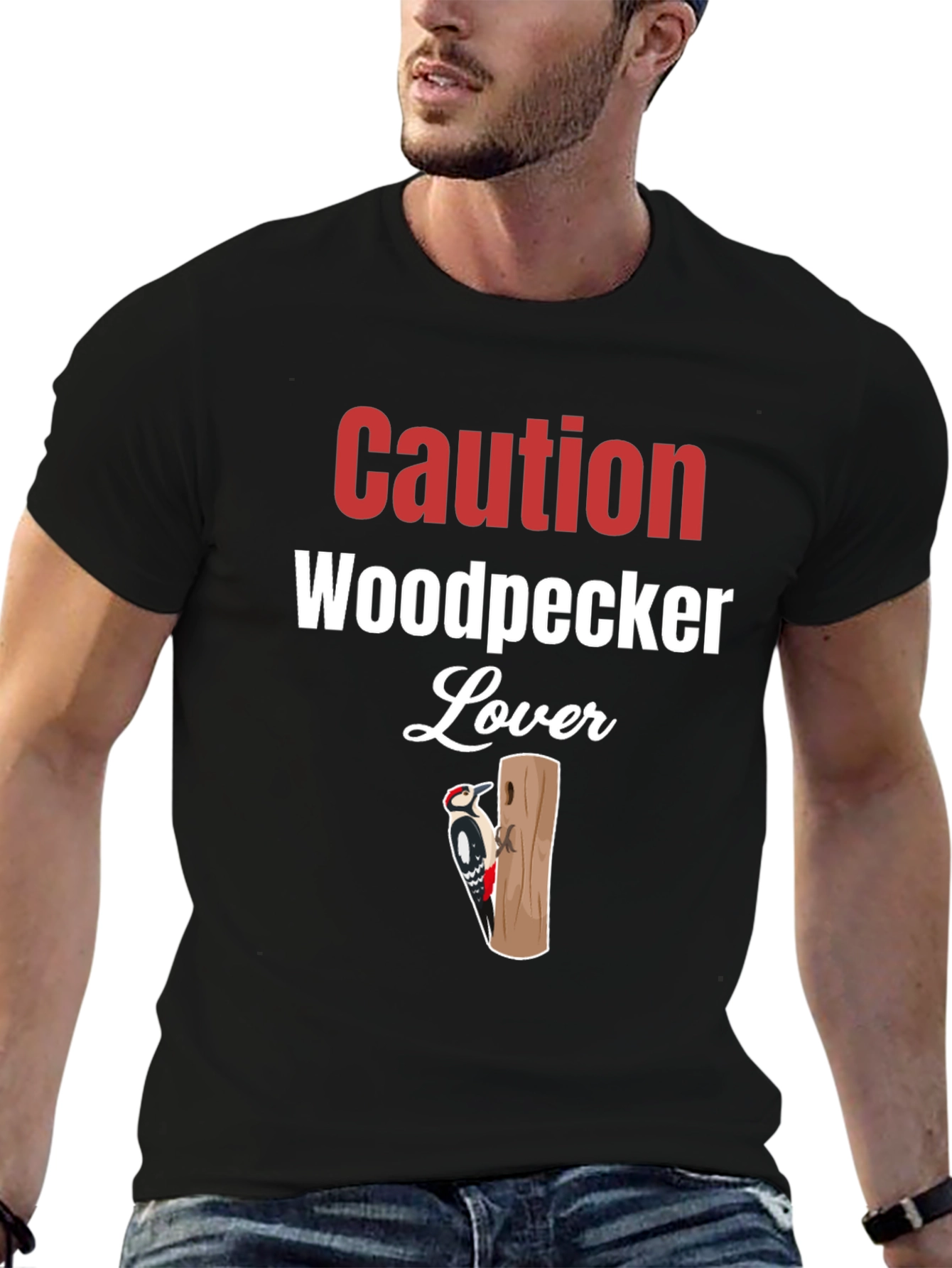 Caution Woodpecker Lover Graphic Tee