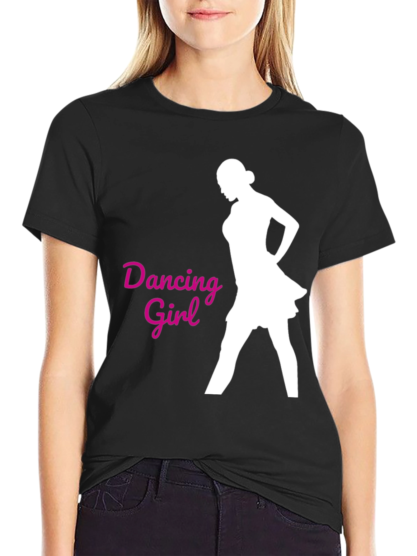 Dancing Girl Graphic Tee - Black
