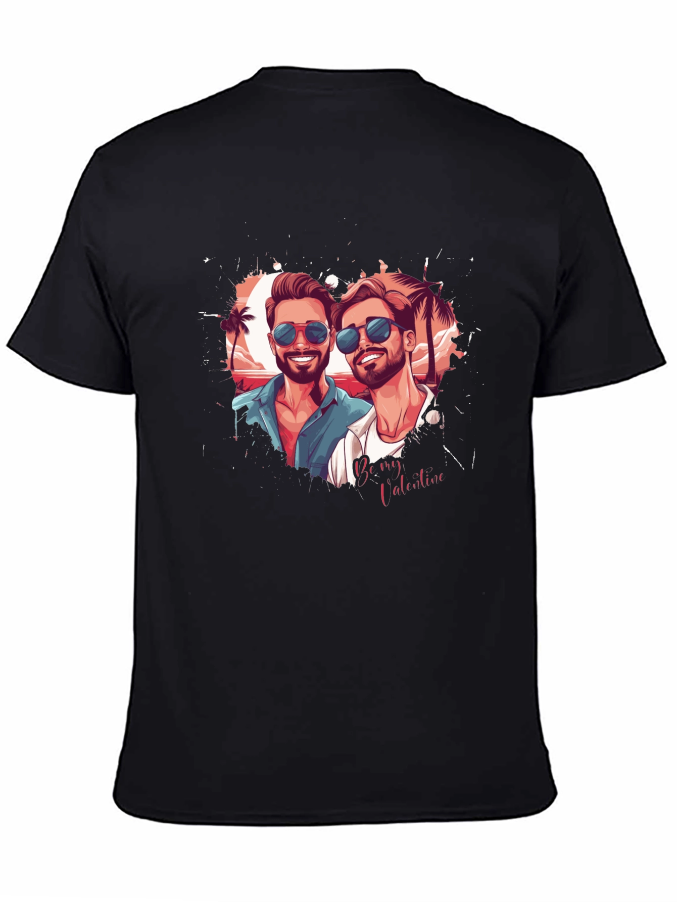 Couples Valentine Graphic Tee - Black