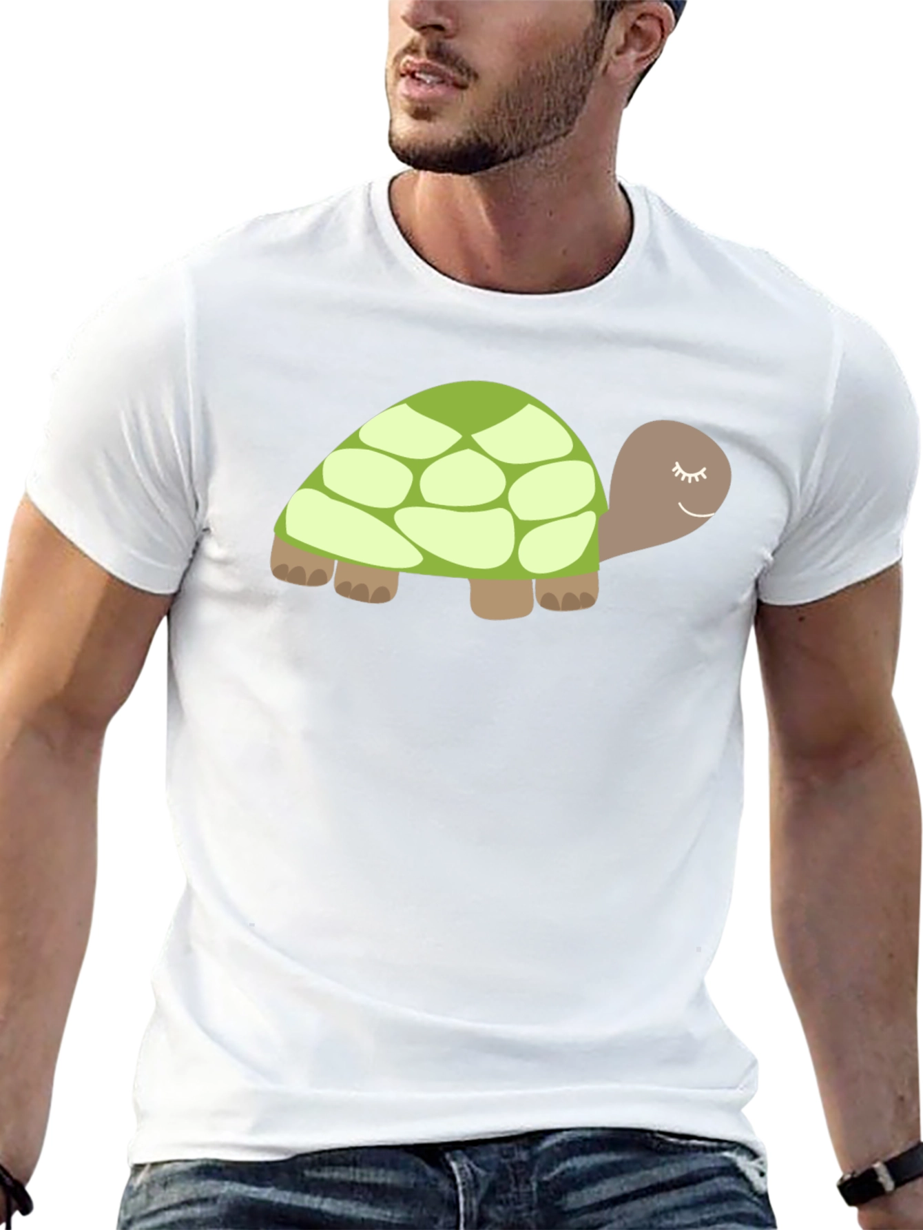 Cute Turtle Graphic Tee - Soft Black Cotton