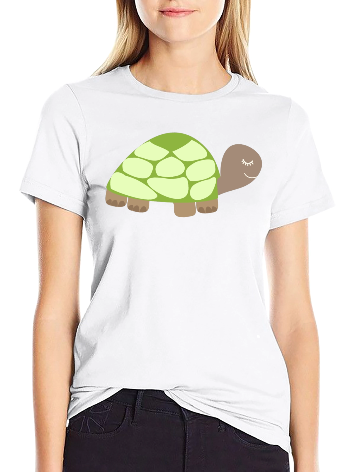 Cute Turtle Graphic Tee - Soft Black Cotton