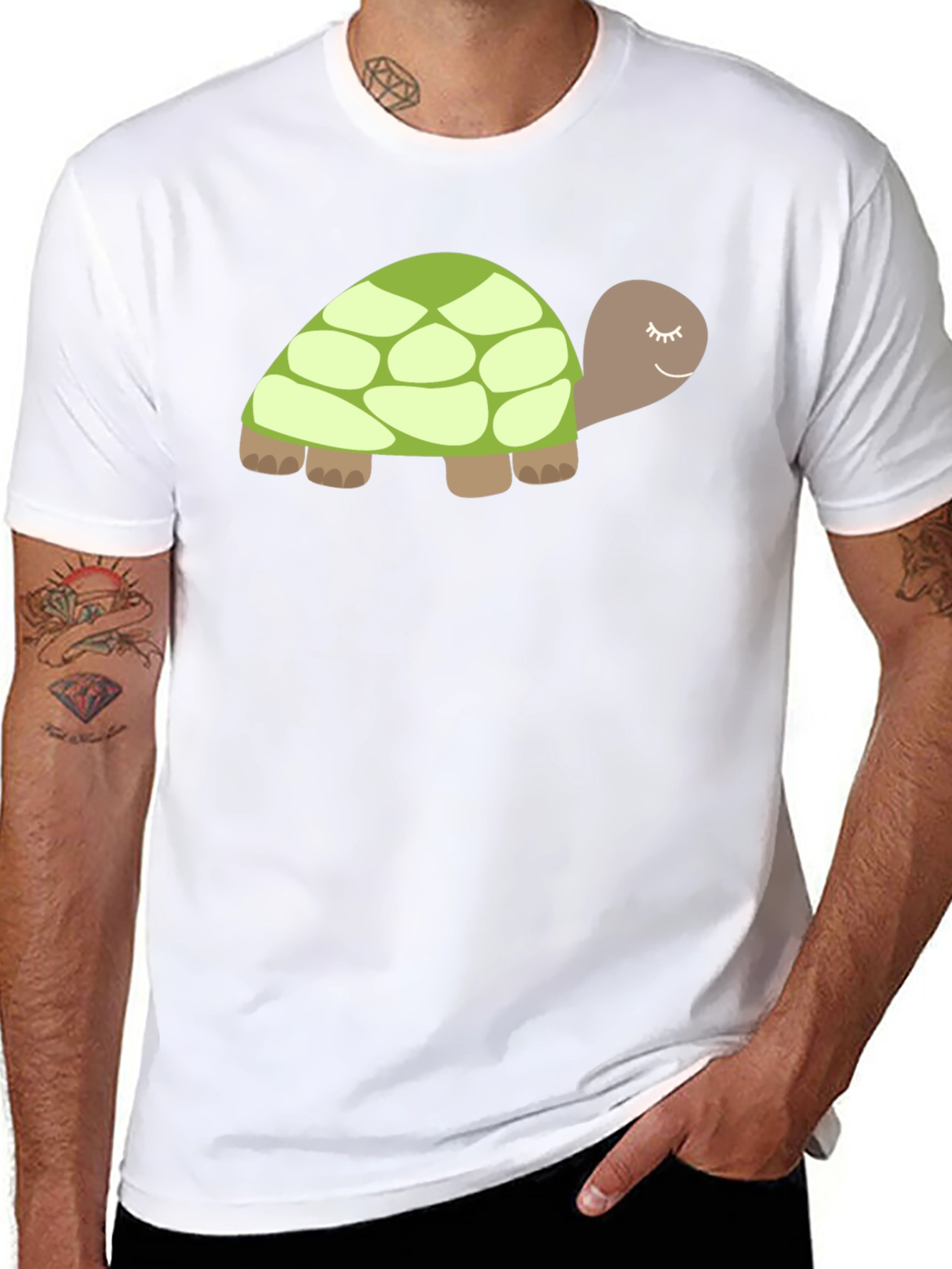 Cute Turtle Graphic Tee - Soft Black Cotton