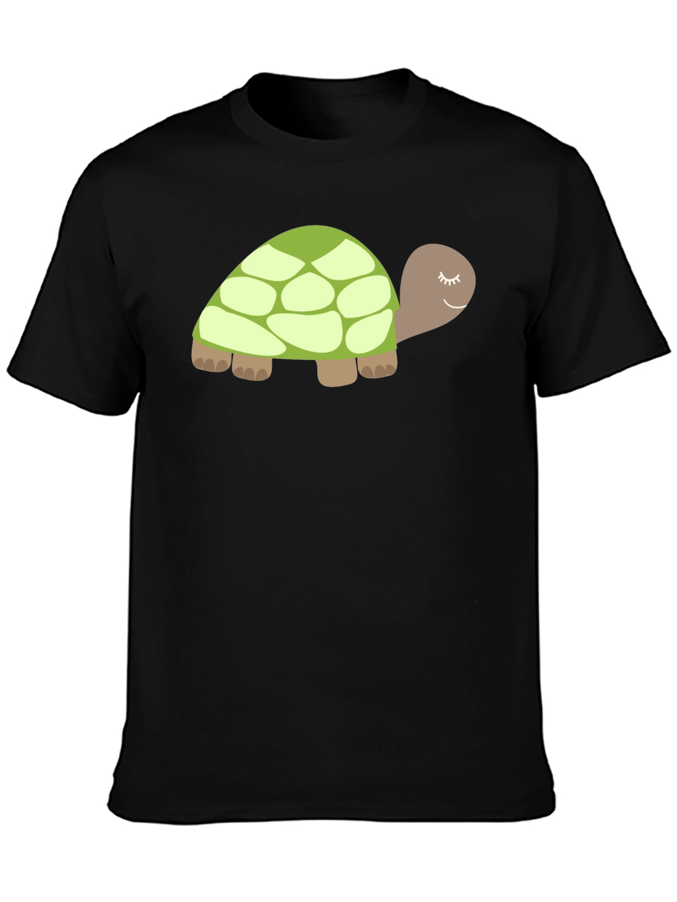 Cute Turtle Graphic Tee - Soft Black Cotton