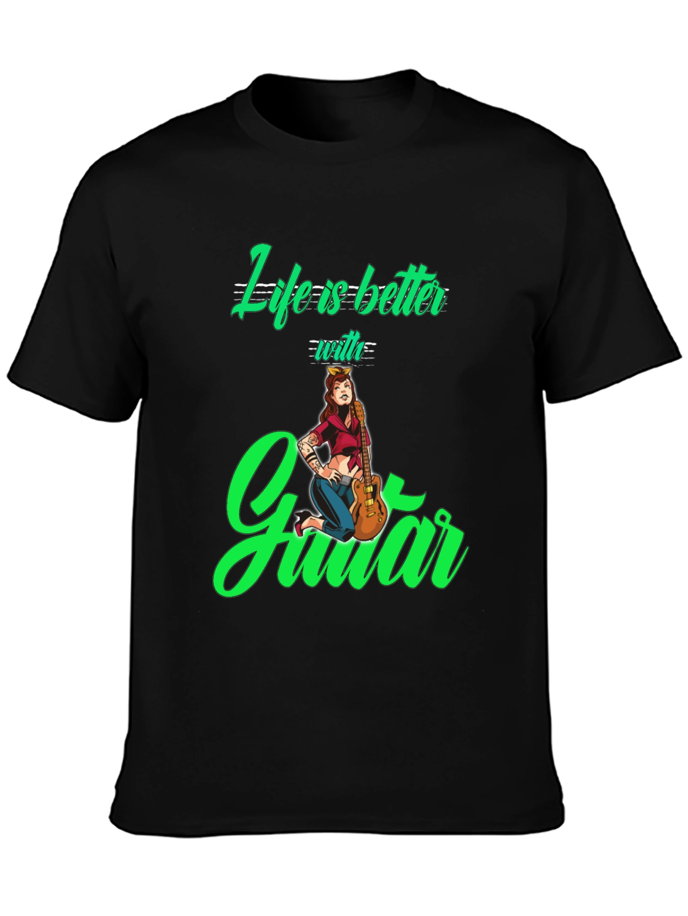 Life is Better with Guitar Black T-Shirt