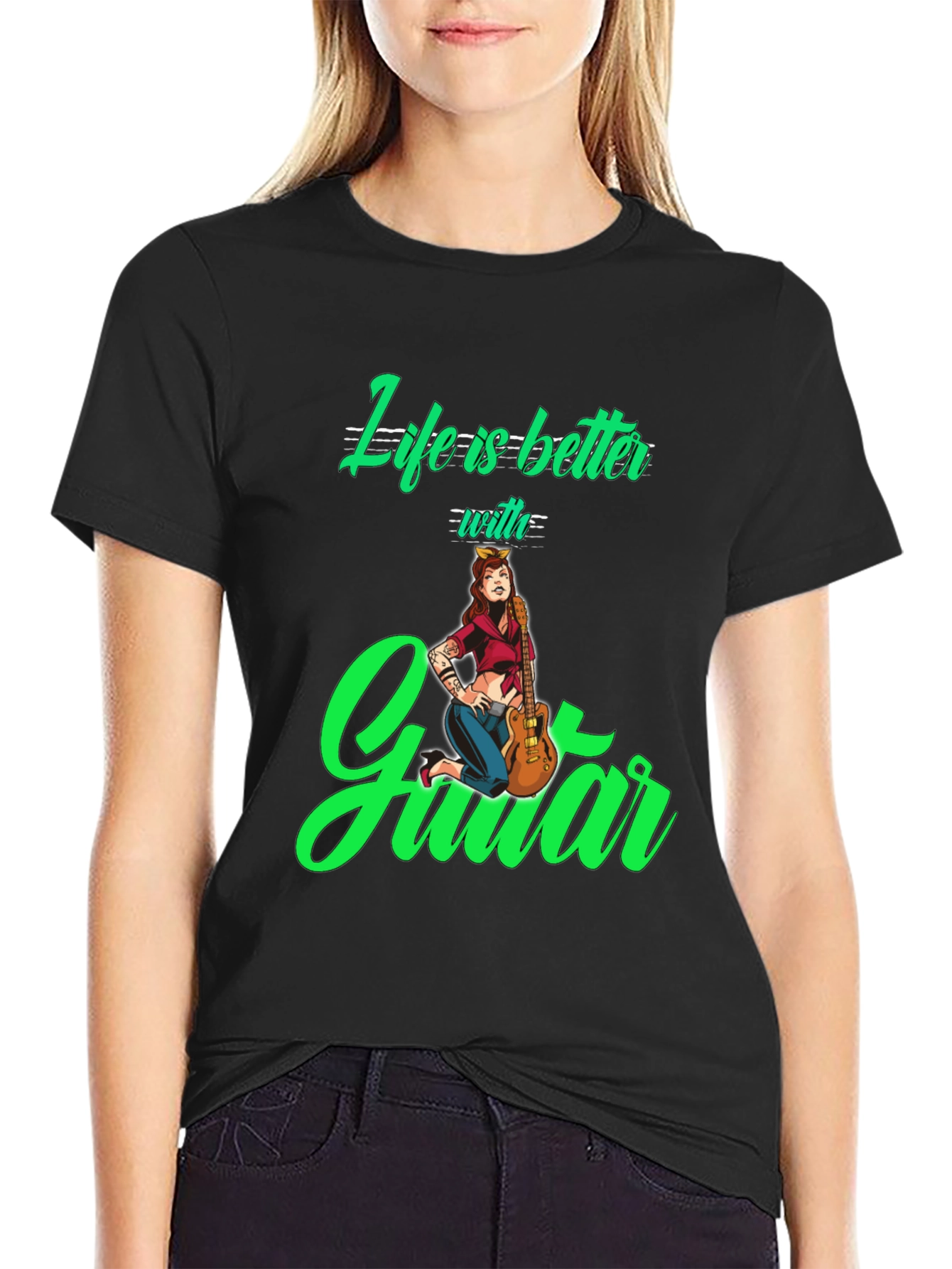 Life is Better with Guitar Black T-Shirt