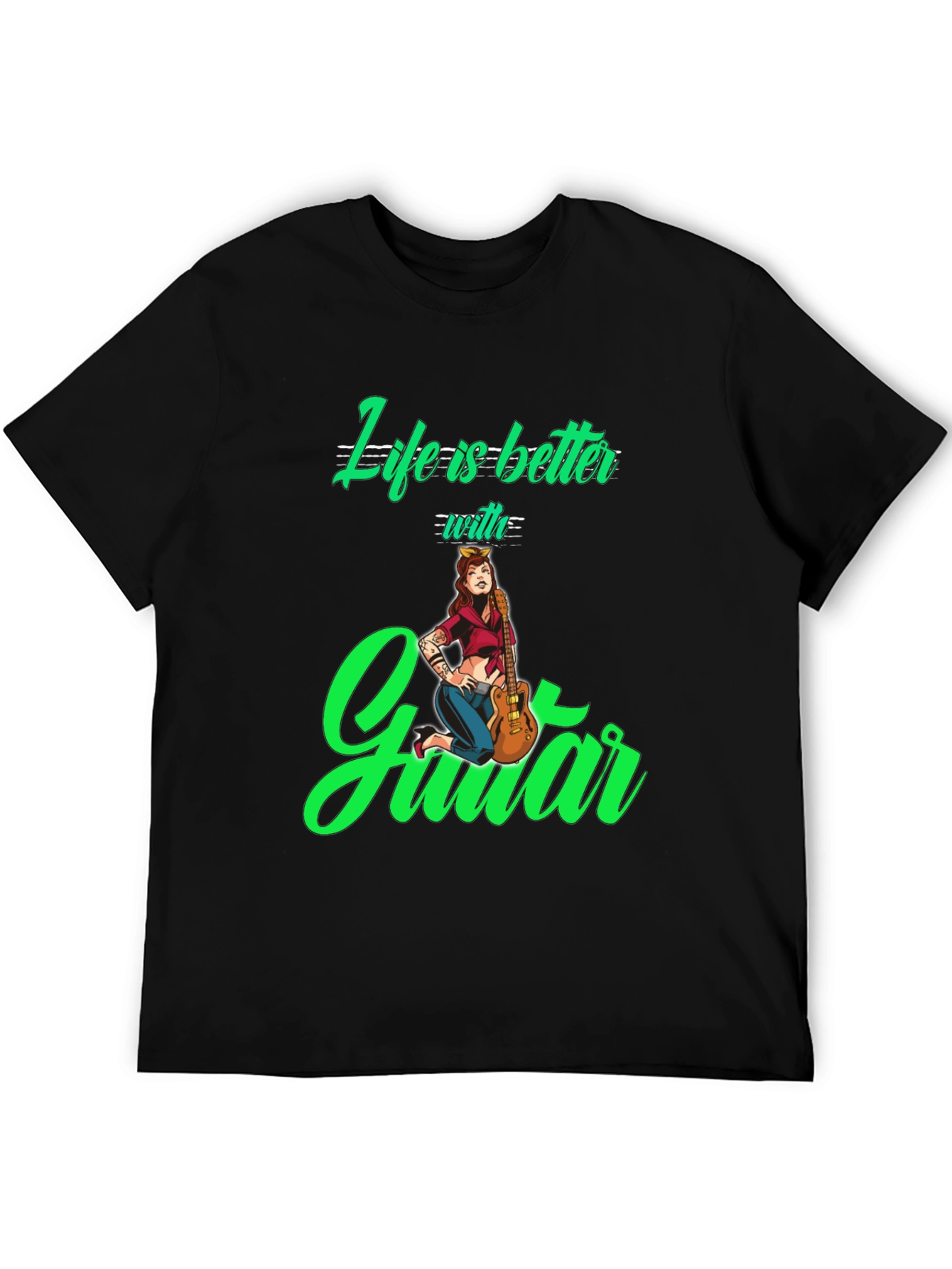 Life is Better with Guitar Black T-Shirt