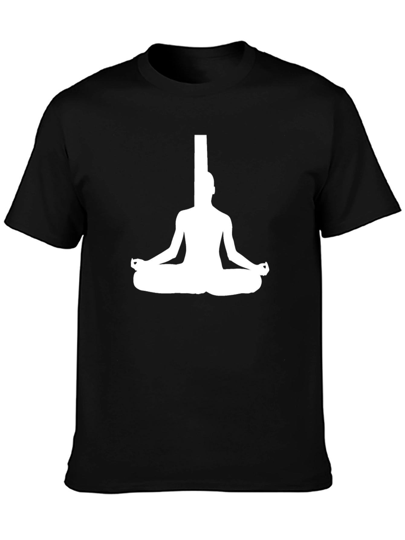 Meditating Man Graphic Tee - Black Cotton Blend T-Shirt