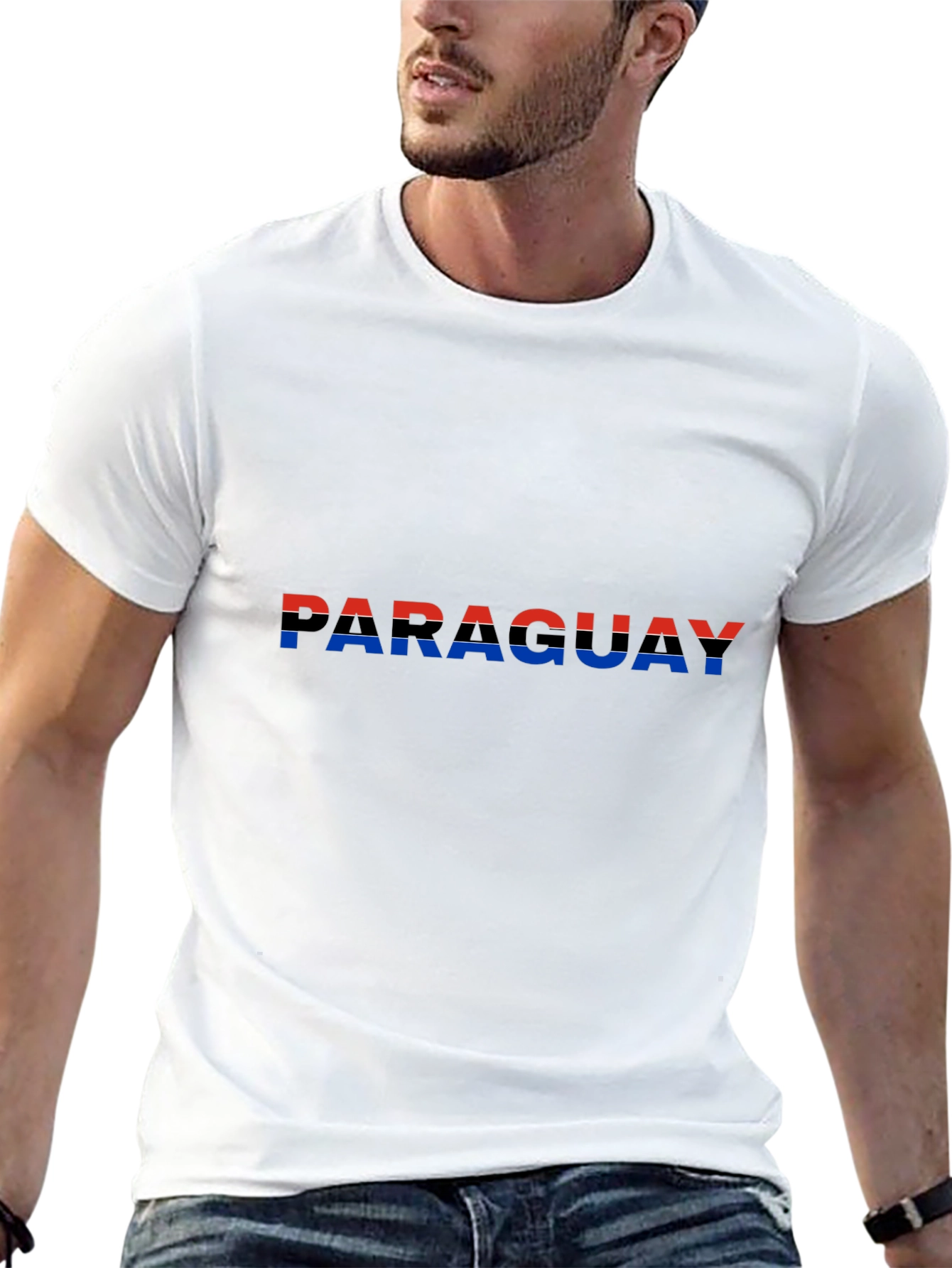 Paraguay Flag Graphic Tee - Black Cotton T-Shirt