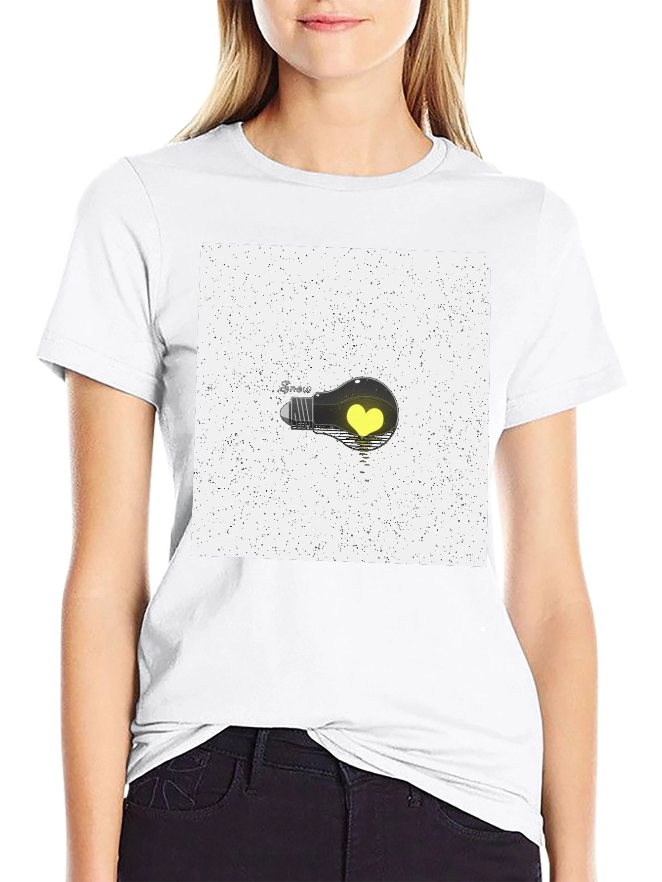 Heart Lightbulb Graphic Tee - Black