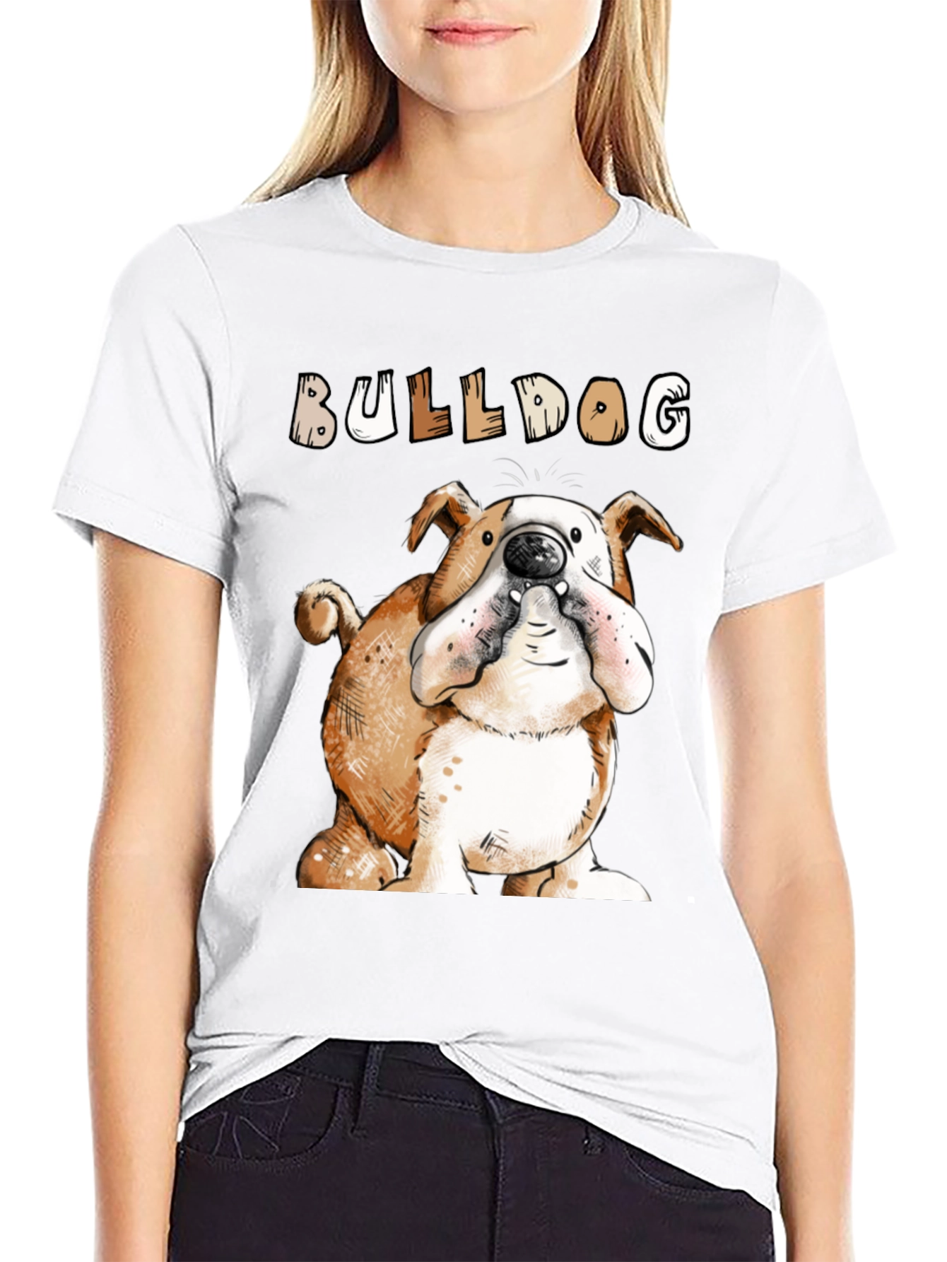 Bulldog Cartoon Graphic T-Shirt