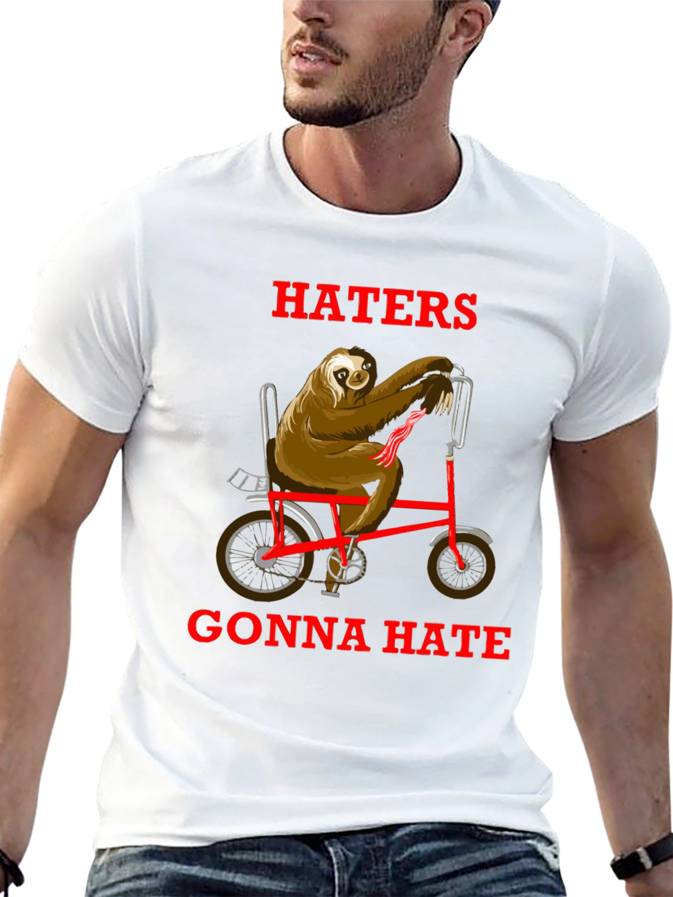 Haters Gonna Hate Sloth on Bike T-Shirt
