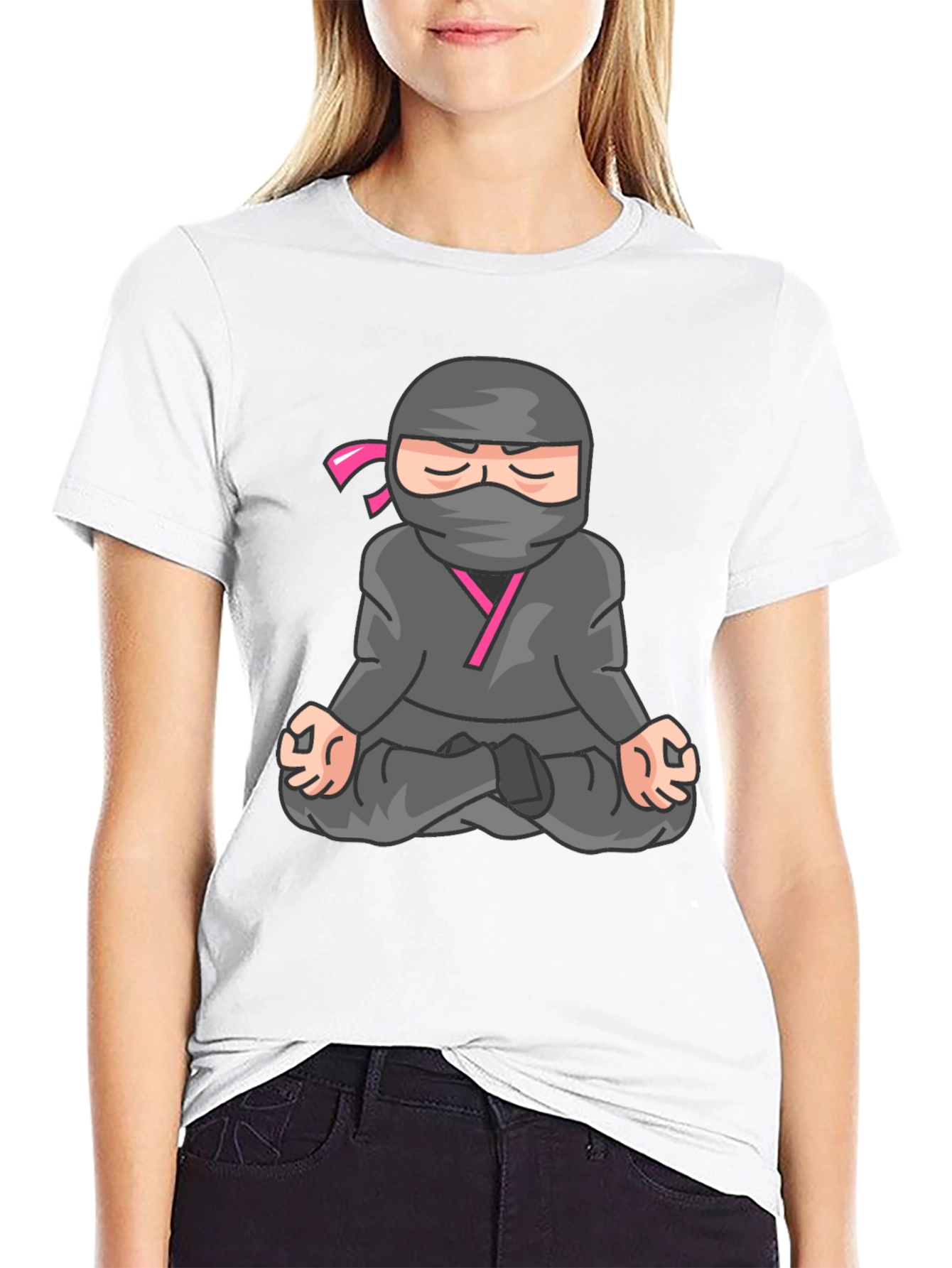 Meditating Ninja Graphic Tee - Black T-Shirt