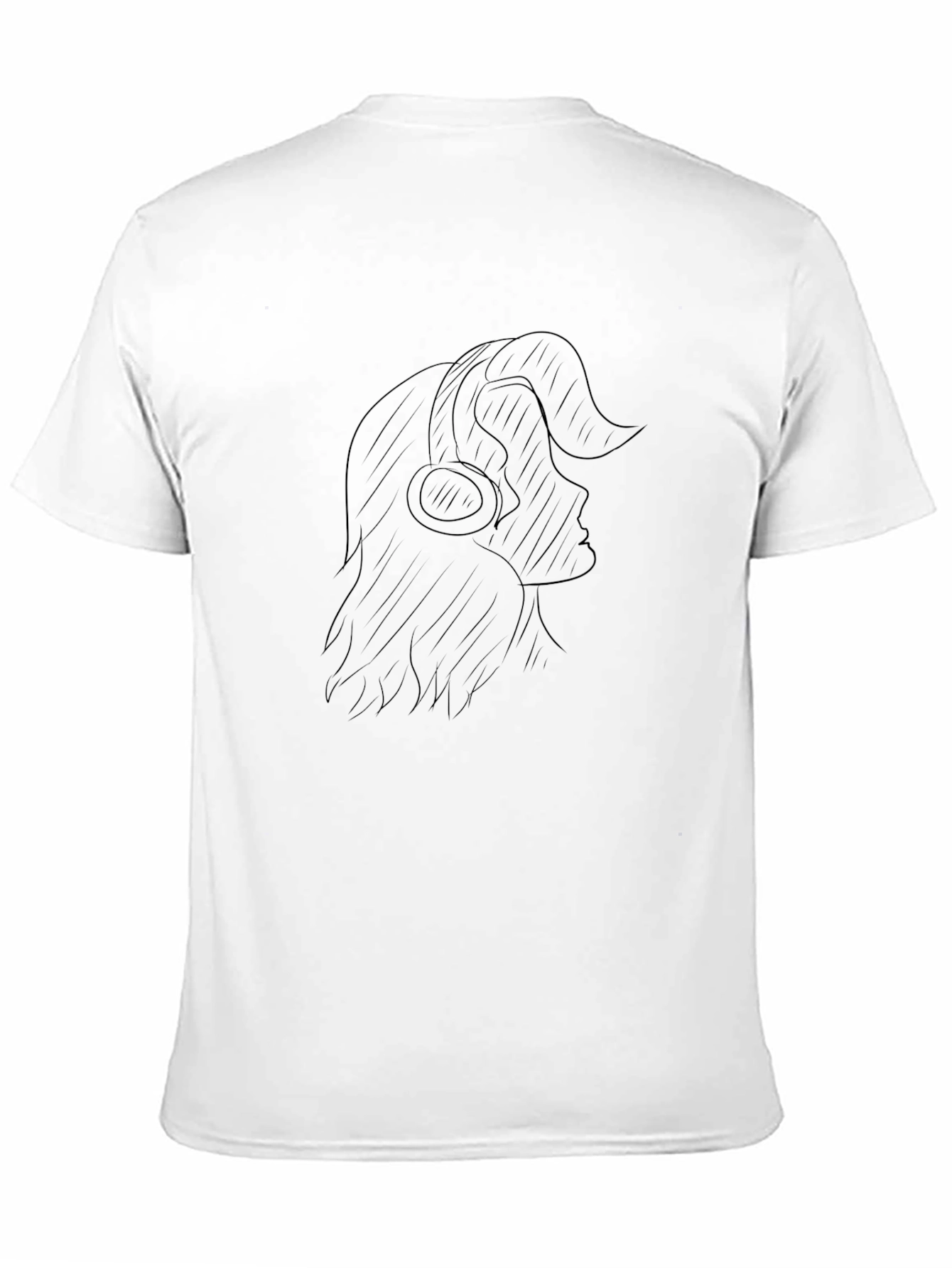 Black Graphic Tee - Woman with Headphones
