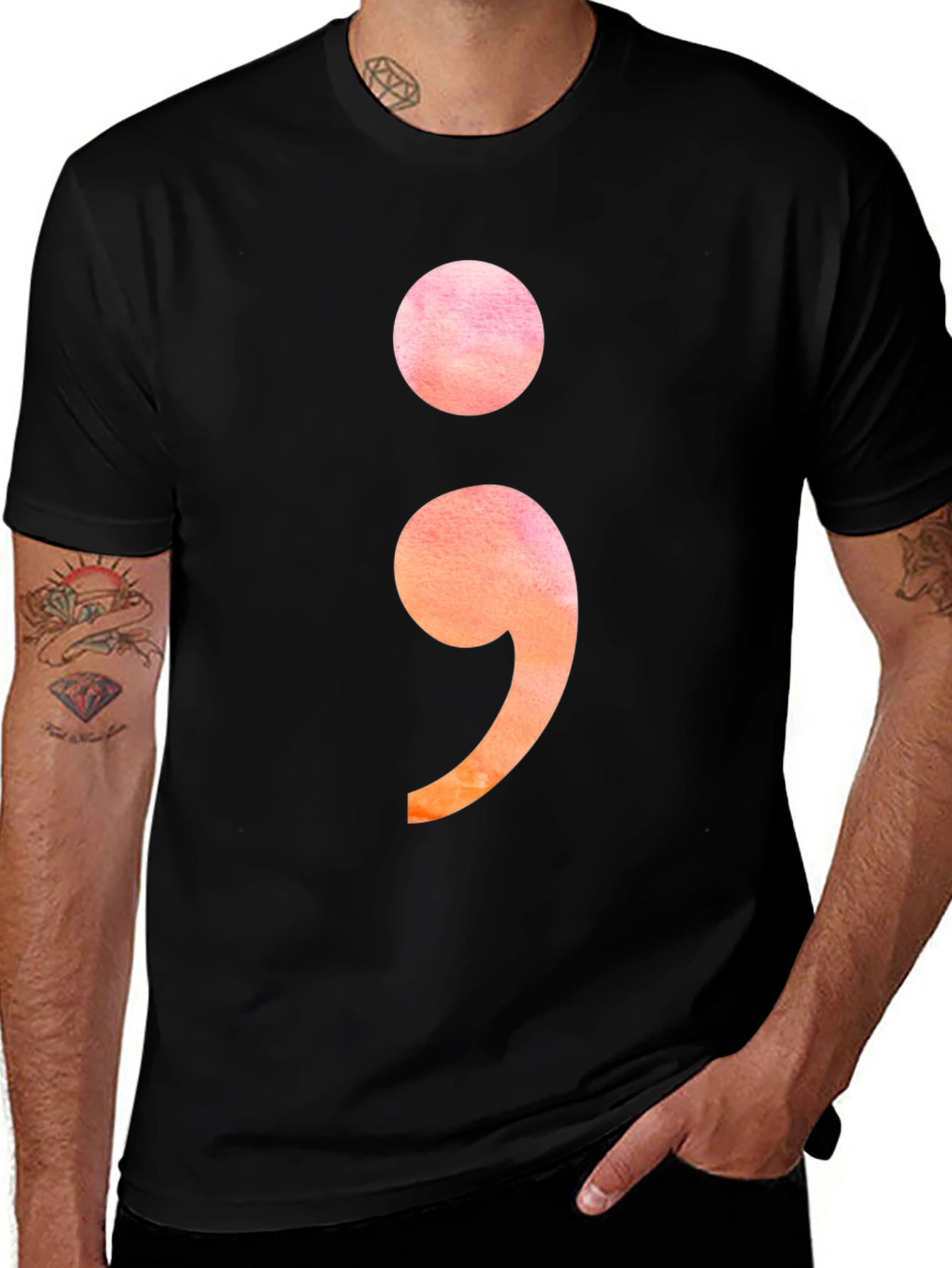 Semicolon Graphic Tee - Stylish Mental Health Awareness T-Shirt