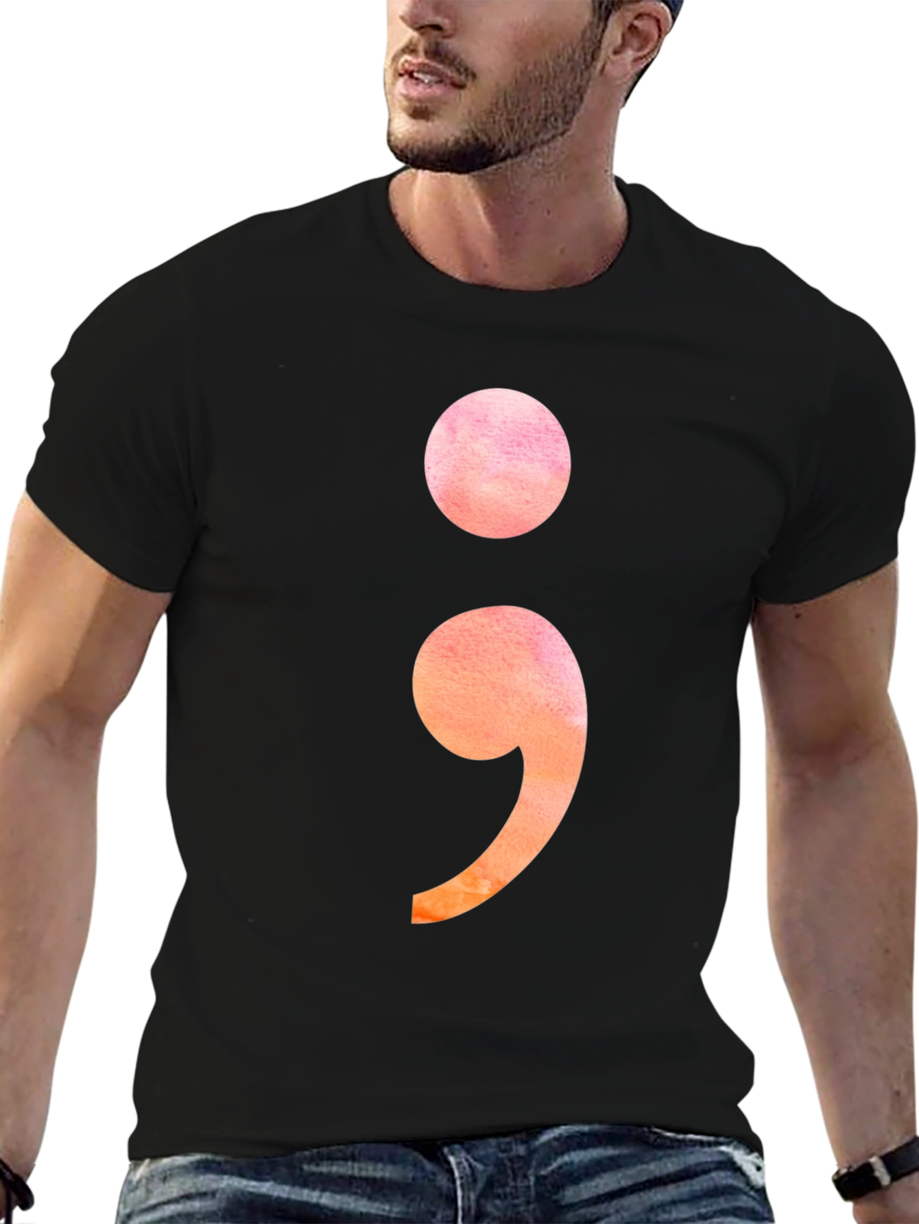Semicolon Graphic Tee - Stylish Mental Health Awareness T-Shirt