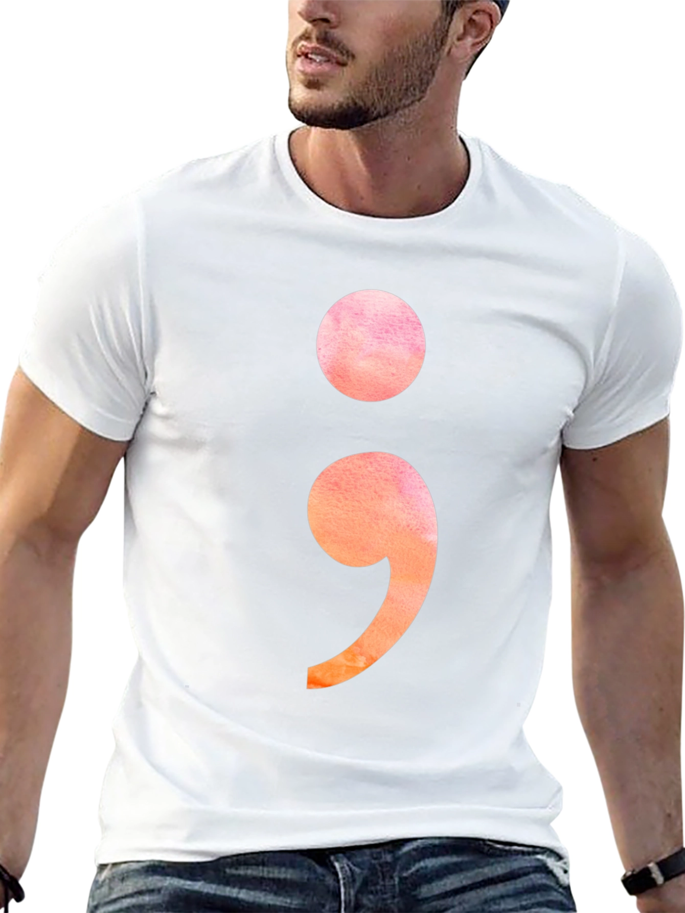 Semicolon Graphic Tee - Stylish Mental Health Awareness T-Shirt