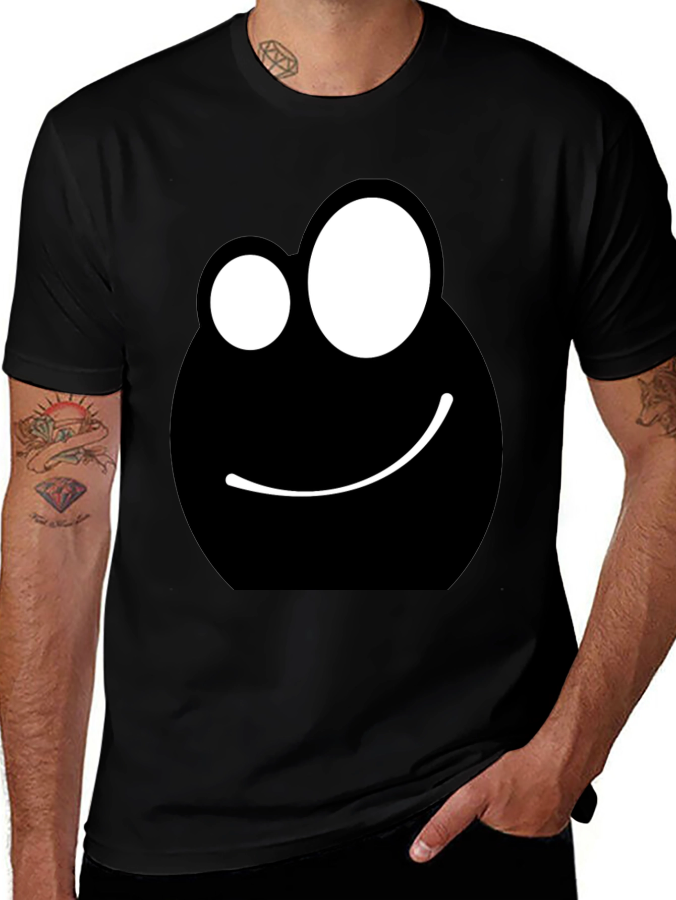 Funny Face Graphic Tee - Black Cotton T-Shirt