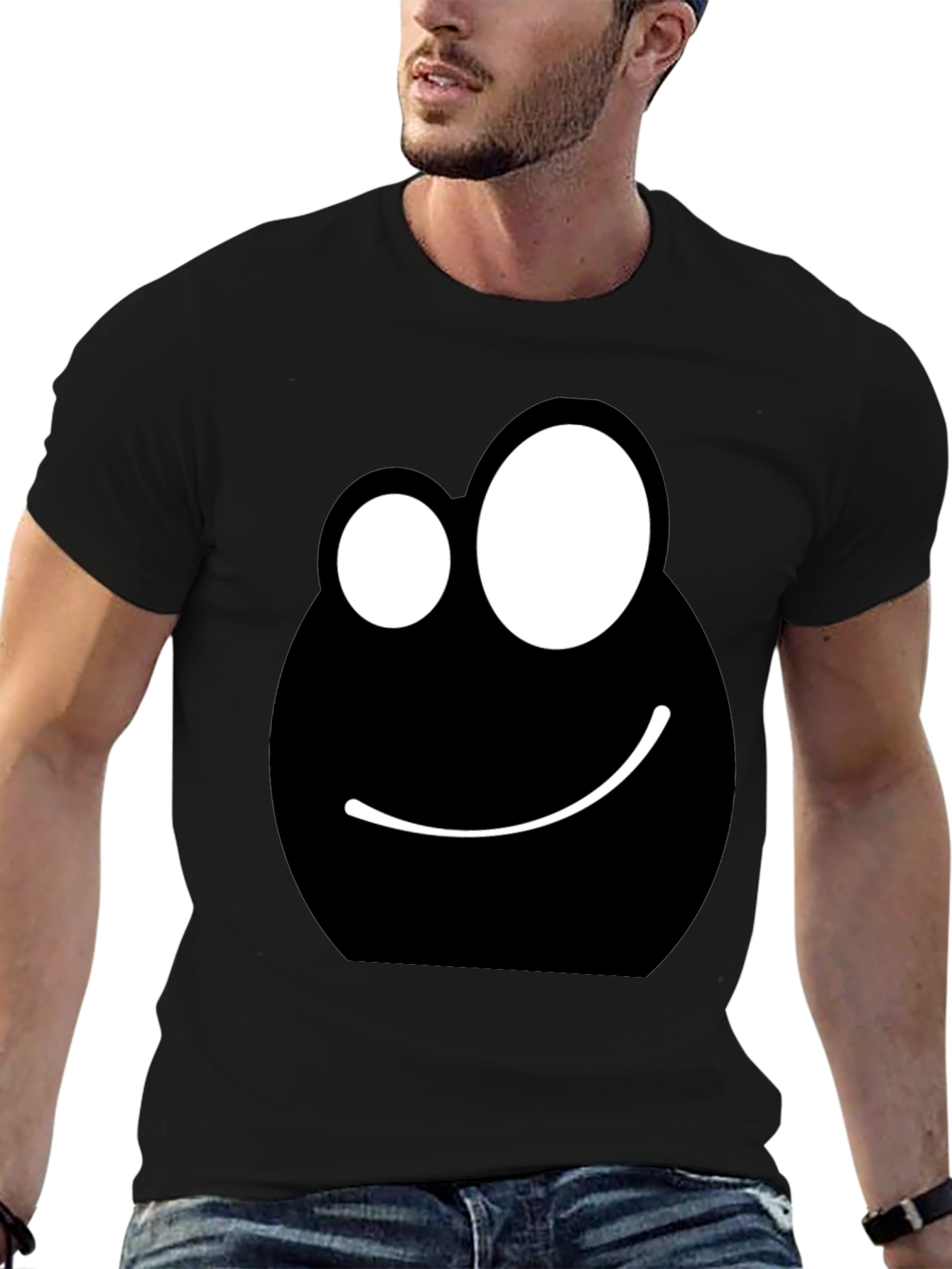 Funny Face Graphic Tee - Black Cotton T-Shirt