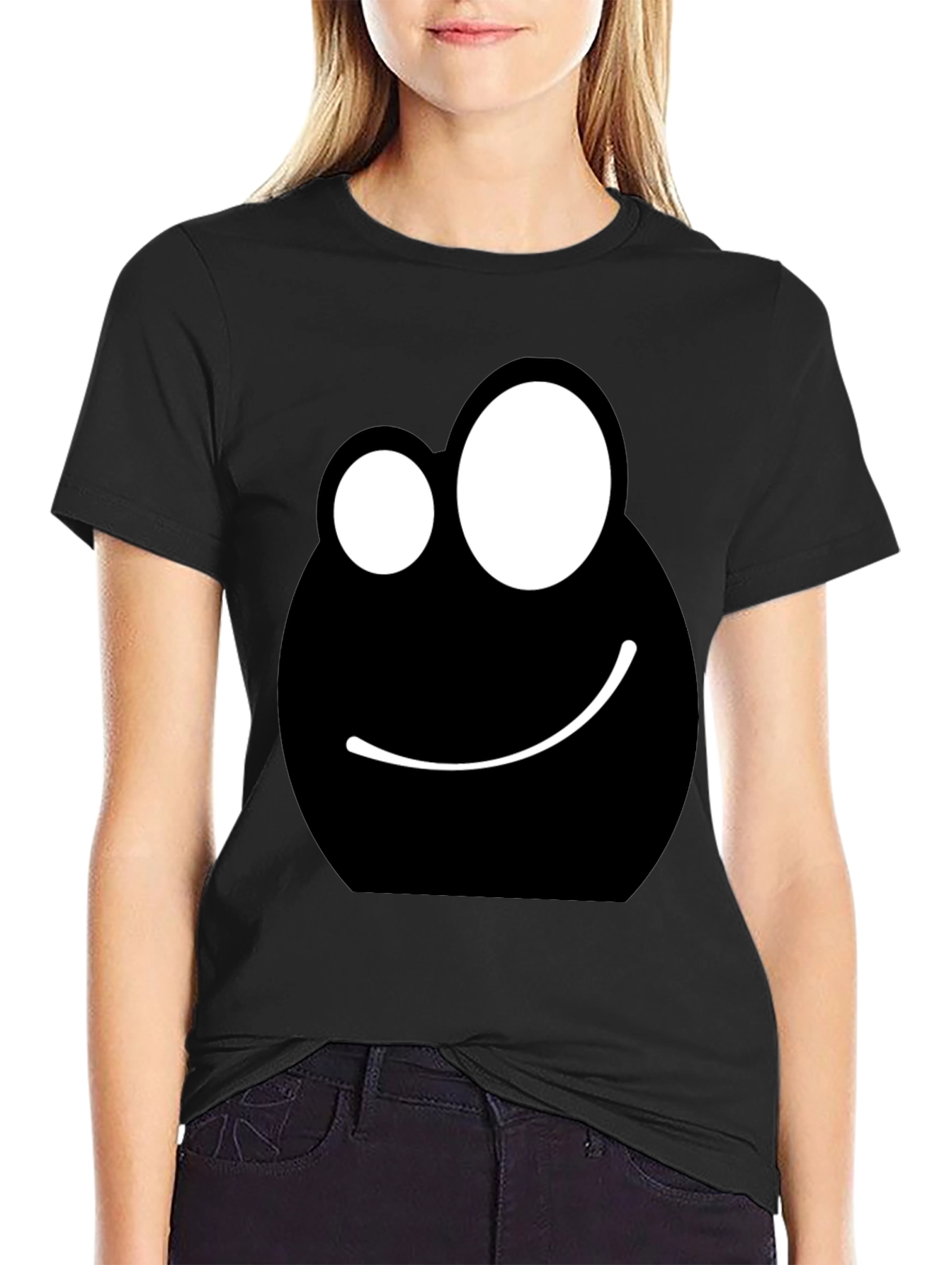 Funny Face Graphic Tee - Black Cotton T-Shirt
