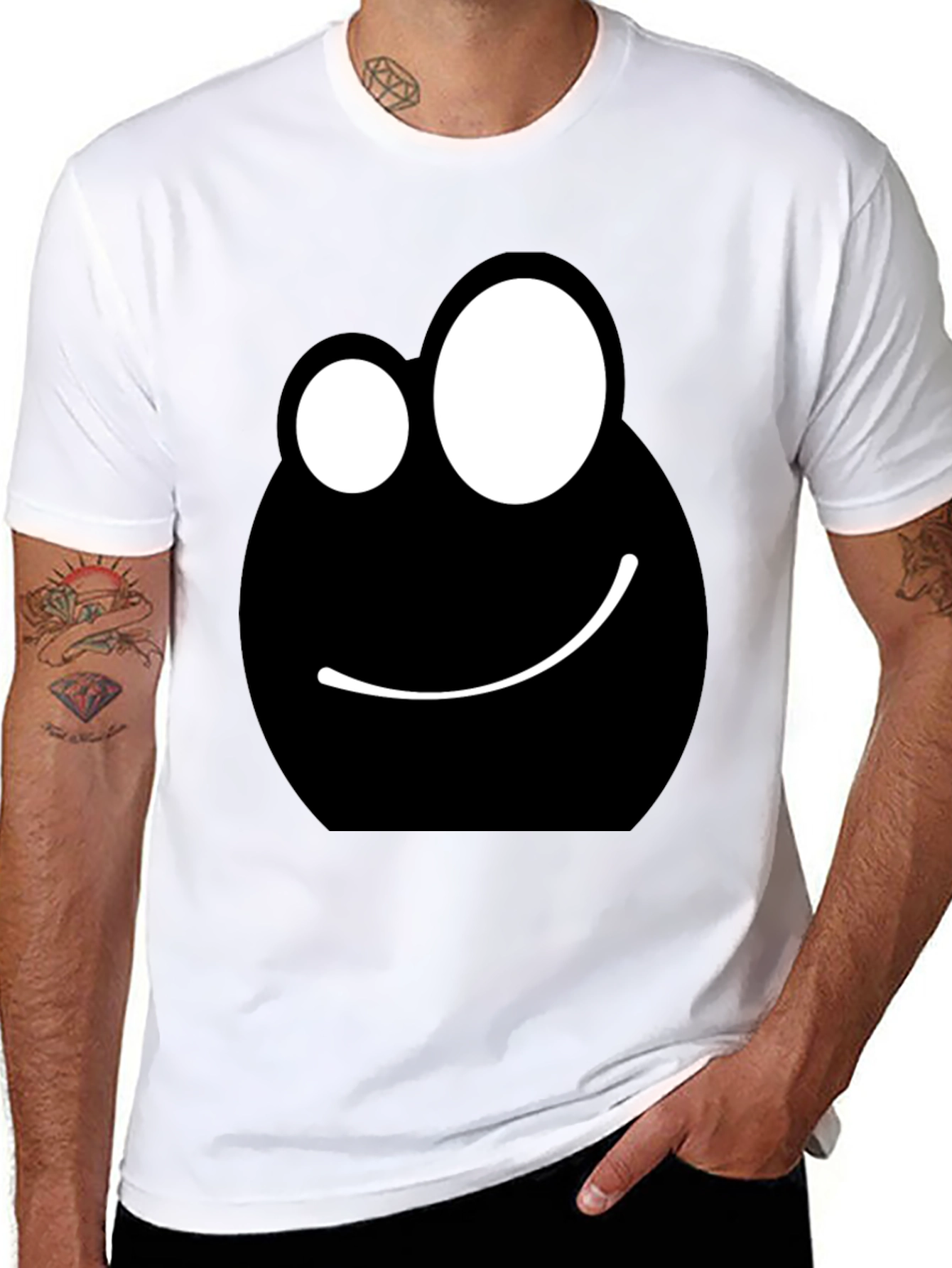 Funny Face Graphic Tee - Black Cotton T-Shirt