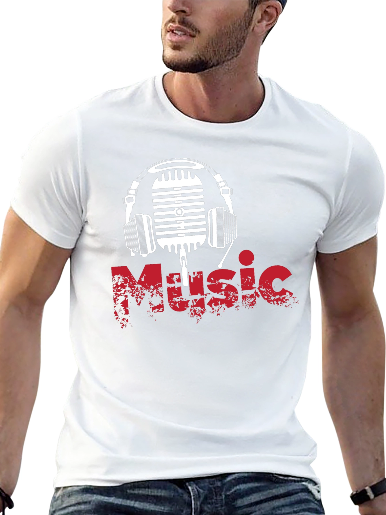 Music Lover Graphic T-Shirt - Microphone & Headphones