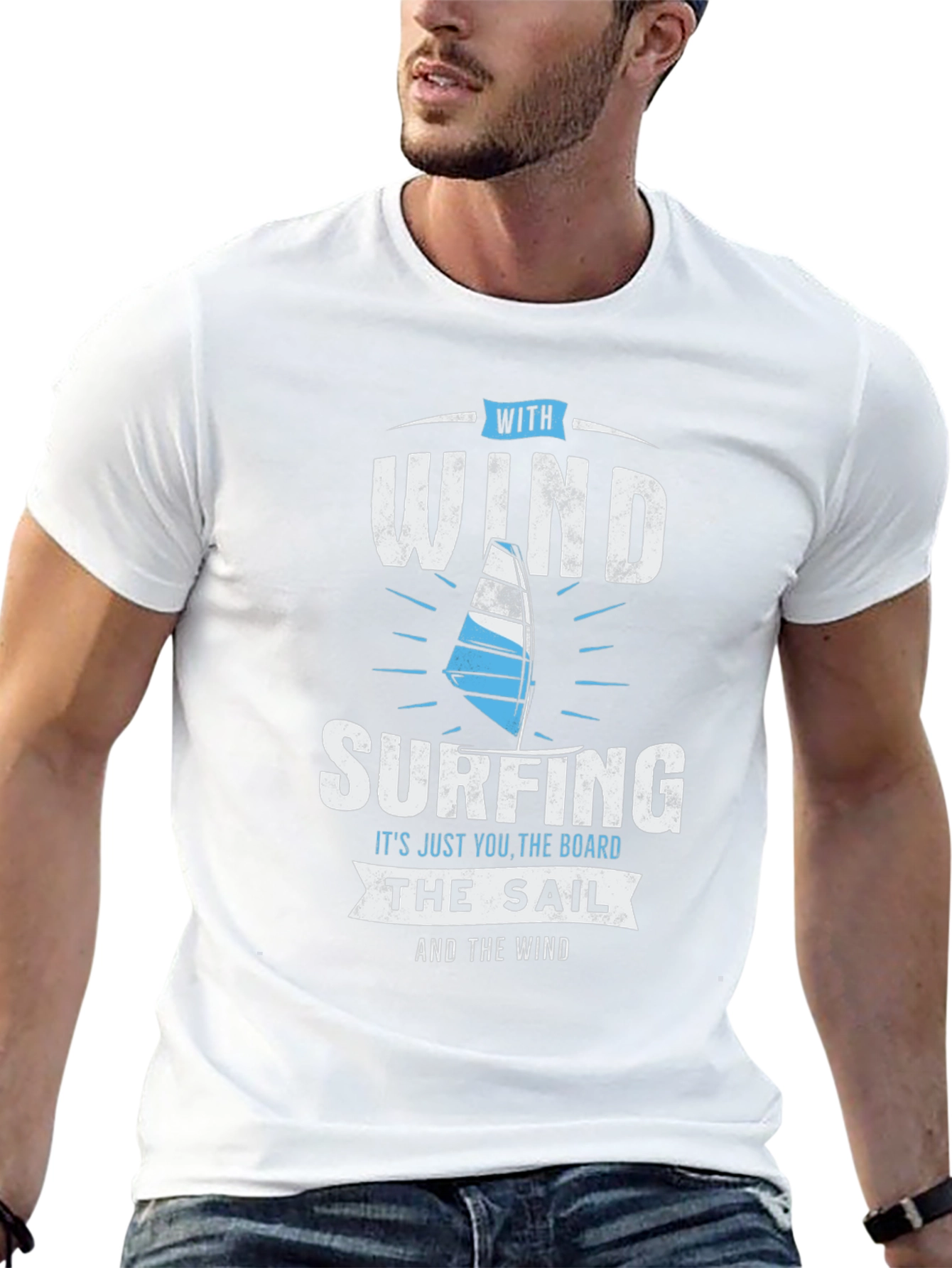 Windsurfing T-Shirt - Wind Sail and Board Design