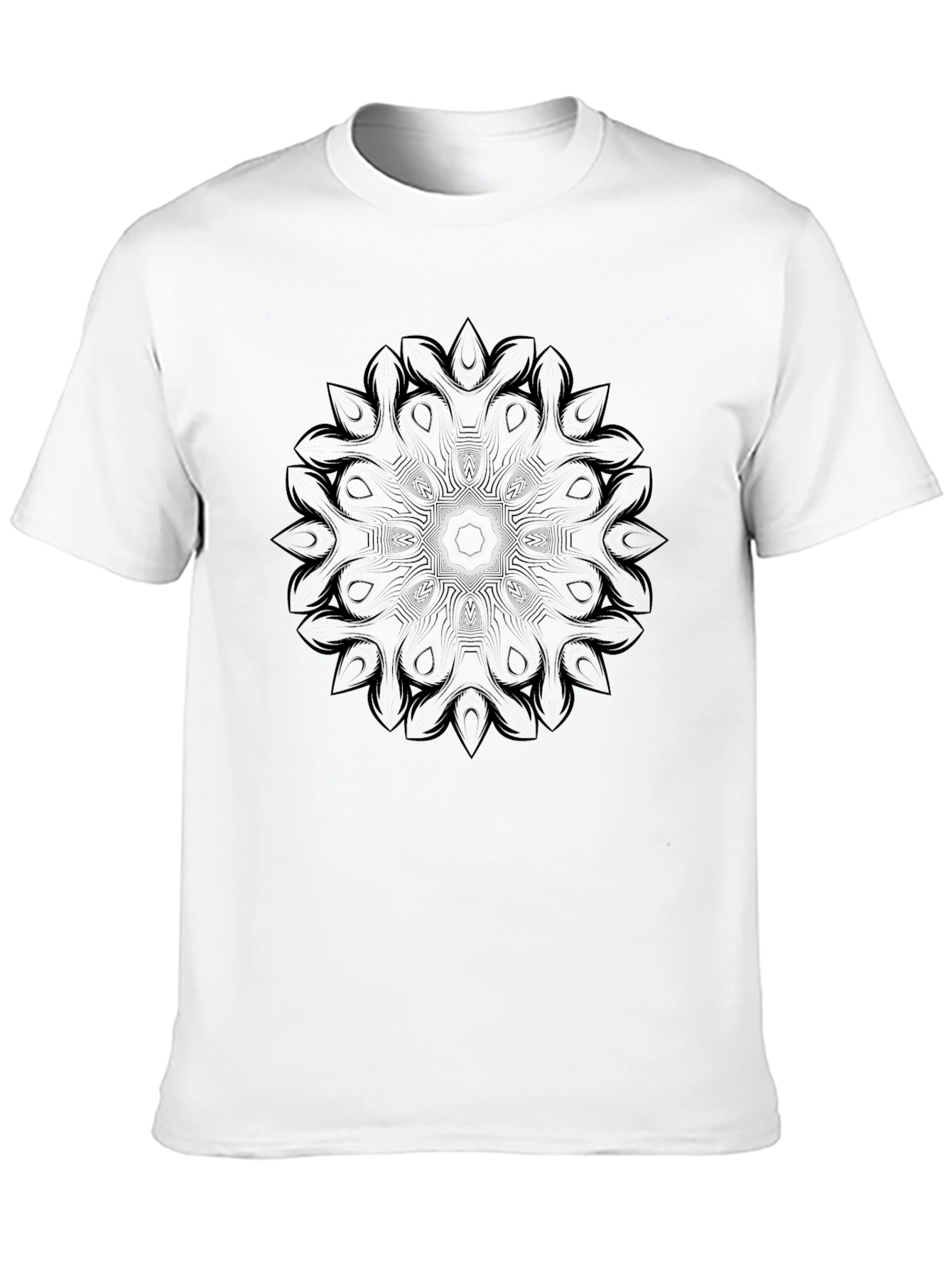 Black Mandala Graphic Print Crew Neck T-Shirt