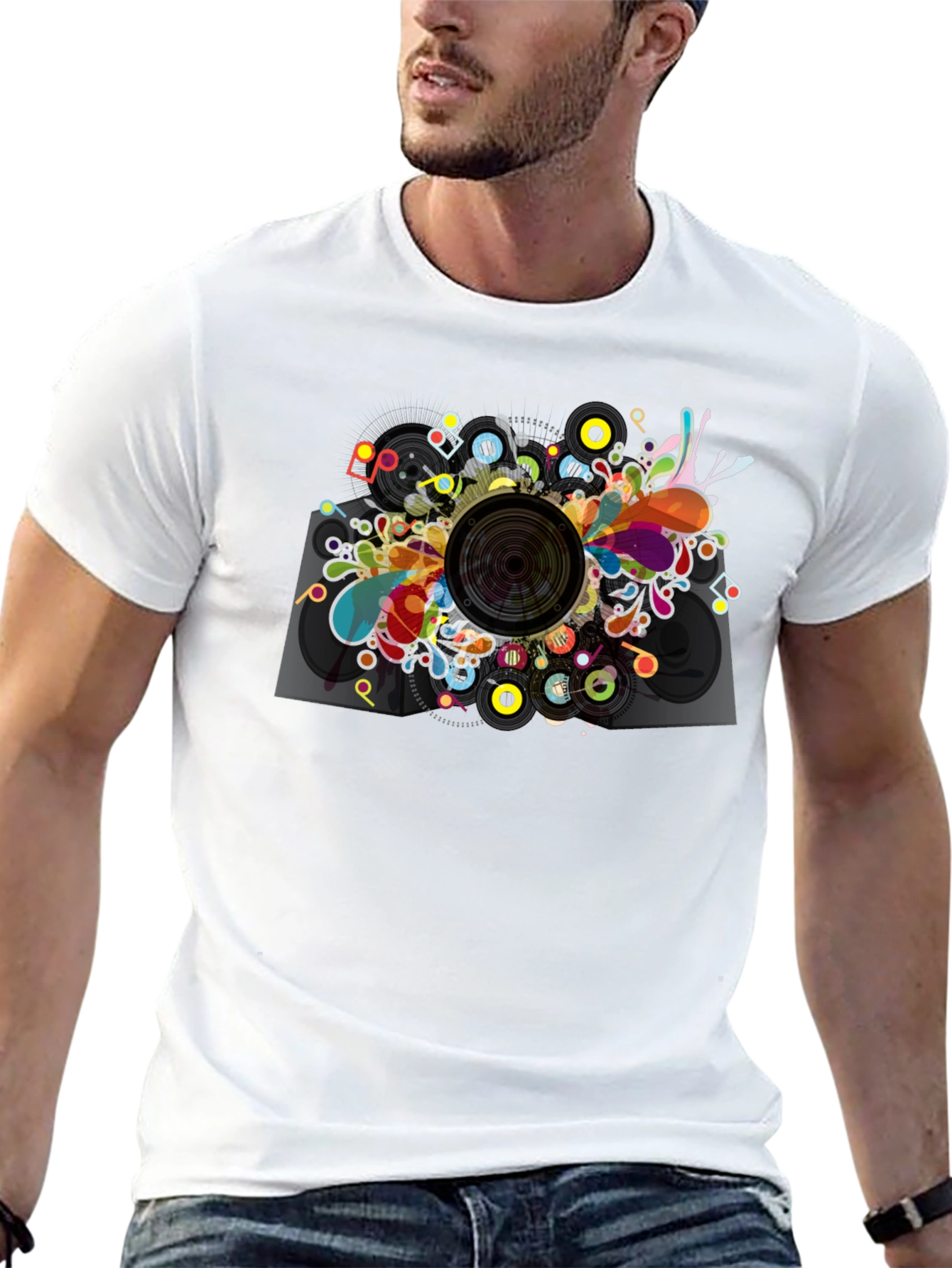 Abstract Speaker Graphic T-Shirt - Mens Black Tee