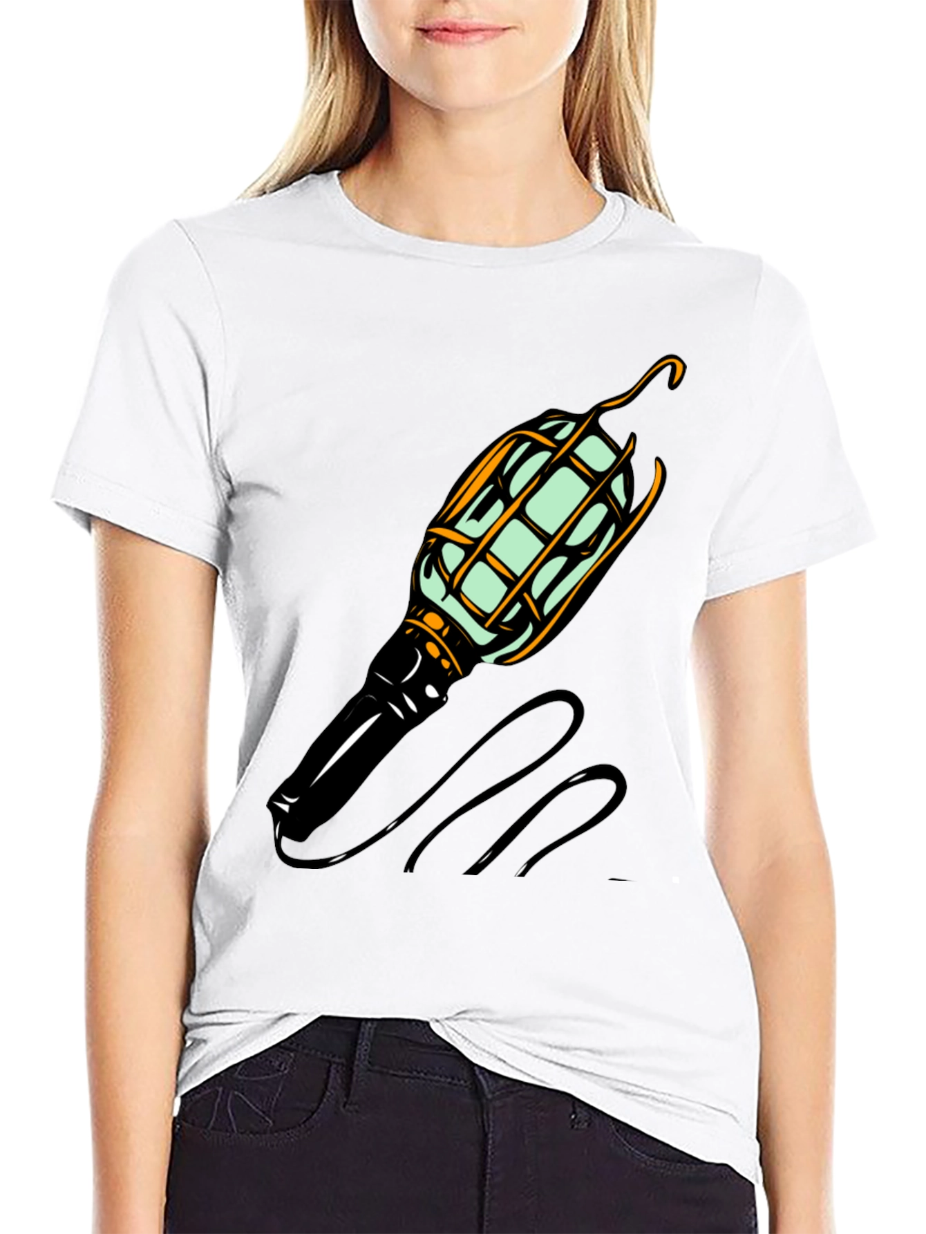 Novelty Lightbulb Graphic Tee - Black Cotton Blend Shirt