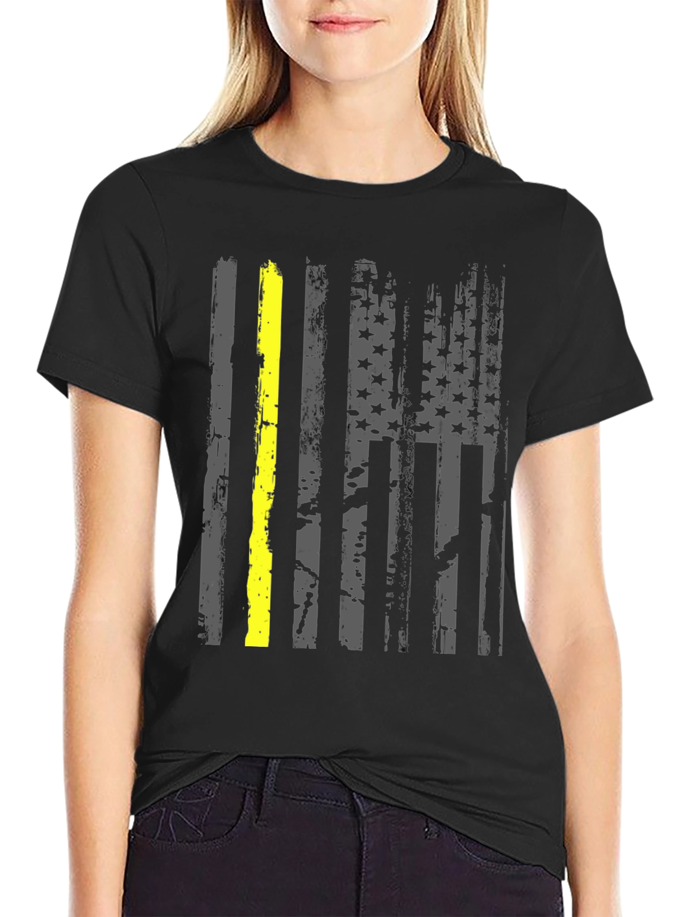Thin Yellow Line American Flag T-Shirt