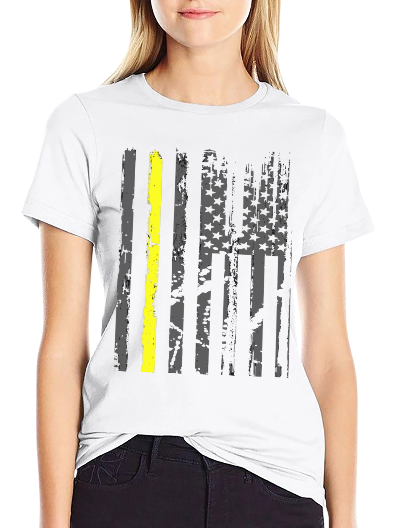 Thin Yellow Line American Flag T-Shirt