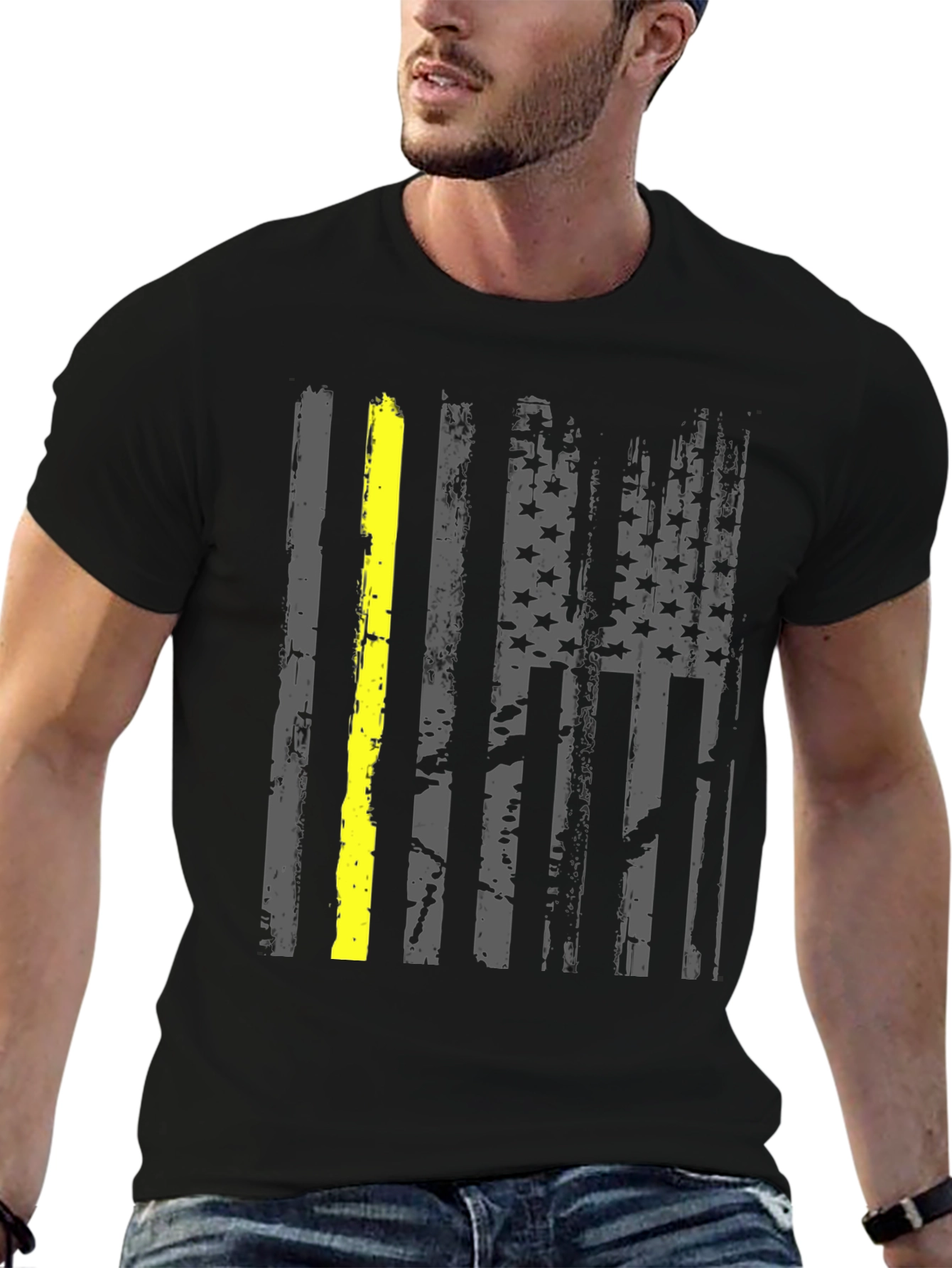 Thin Yellow Line American Flag T-Shirt