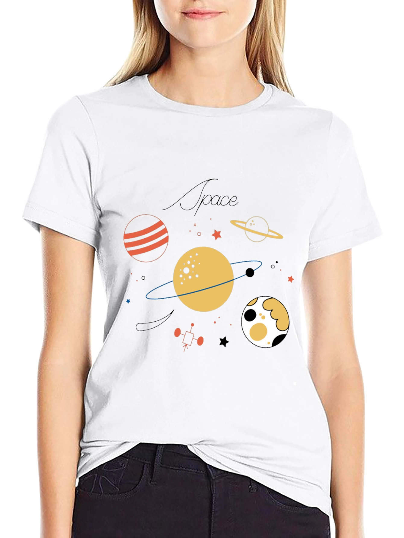 Space Themed Graphic T-Shirt - Stylish Black Tee
