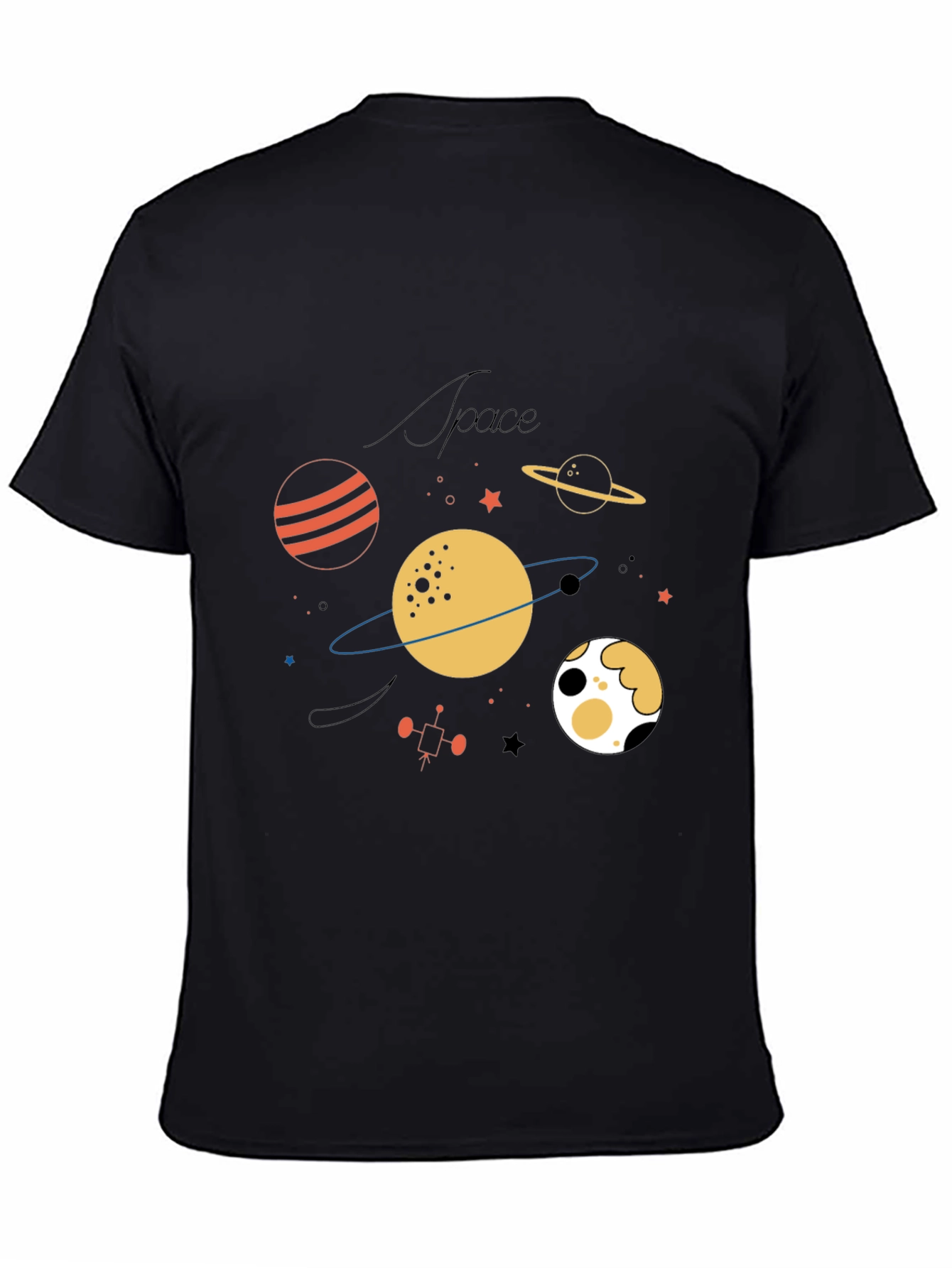 Space Themed Graphic T-Shirt - Stylish Black Tee