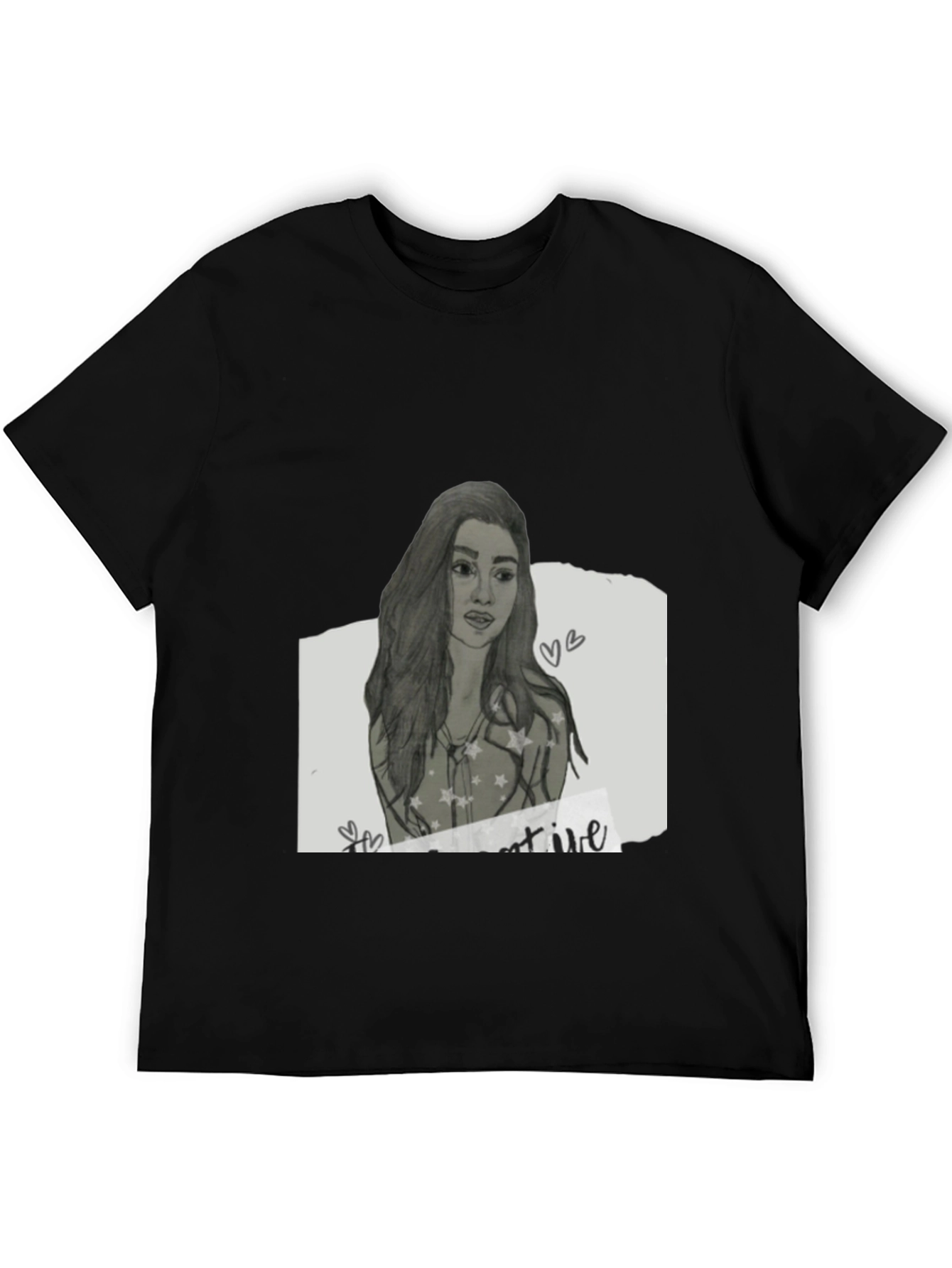 Sketch Portrait Black T-Shirt