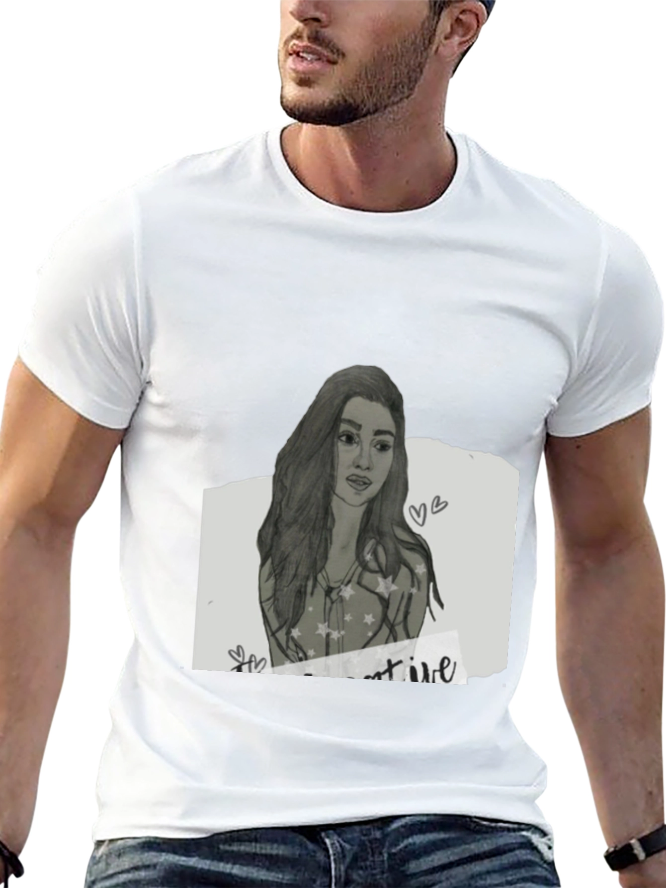 Sketch Portrait Black T-Shirt