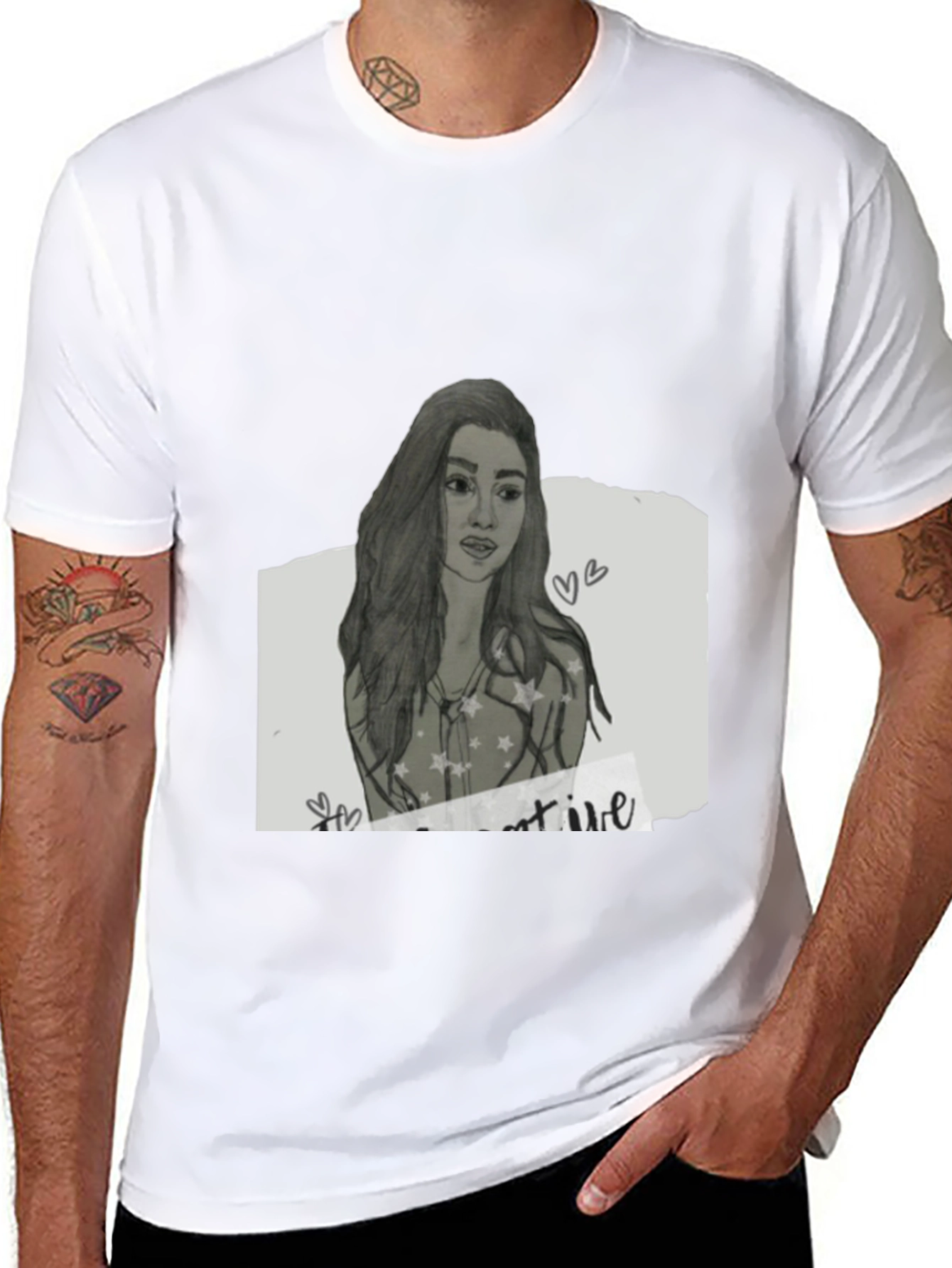 Sketch Portrait Black T-Shirt
