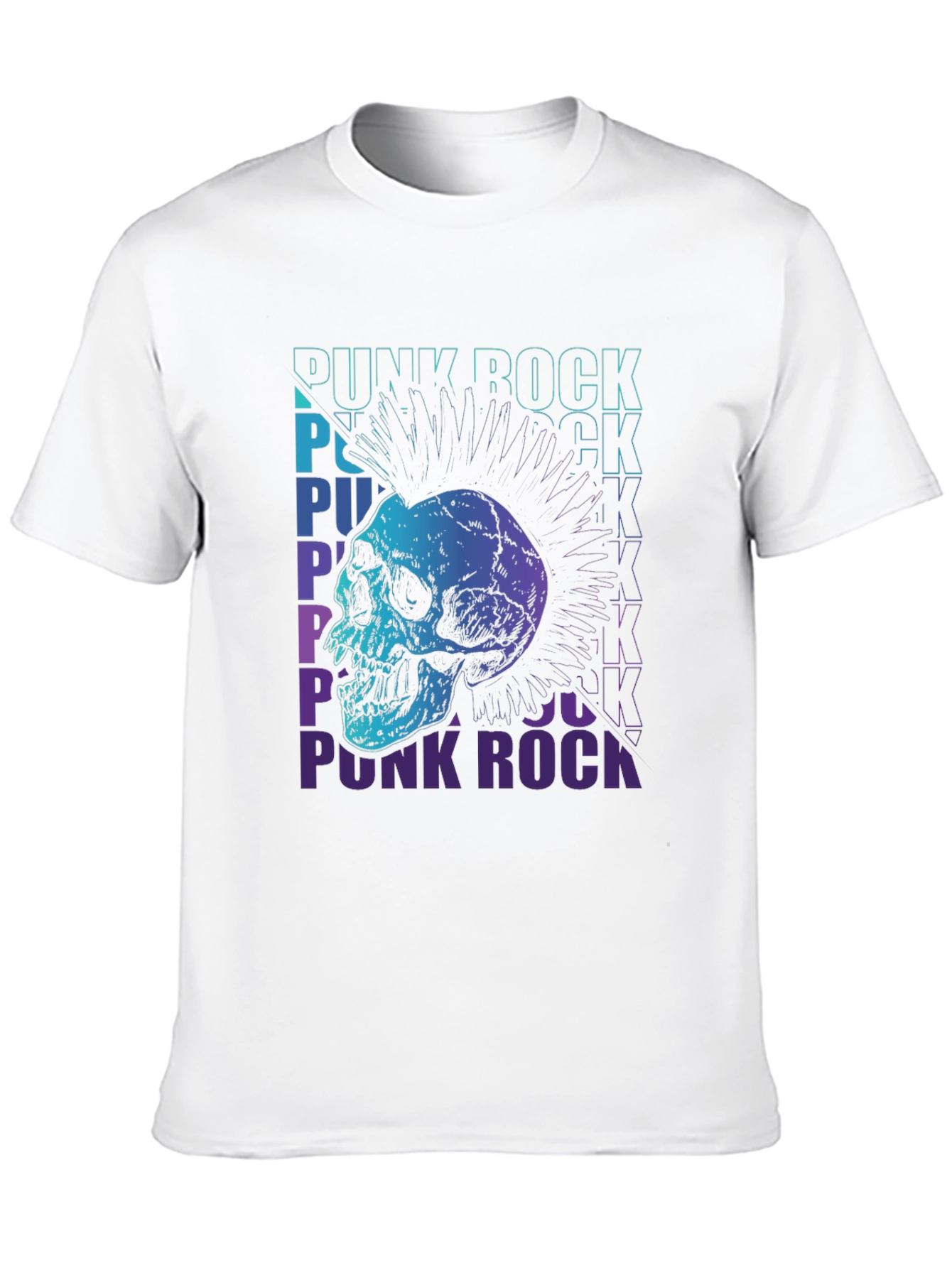 Punk Rock Skull Graphic Tee - Black Cotton T-Shirt