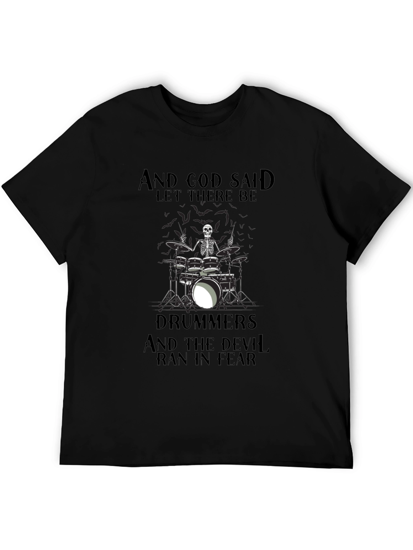 Drummers Skeleton Graphic Black T-Shirt
