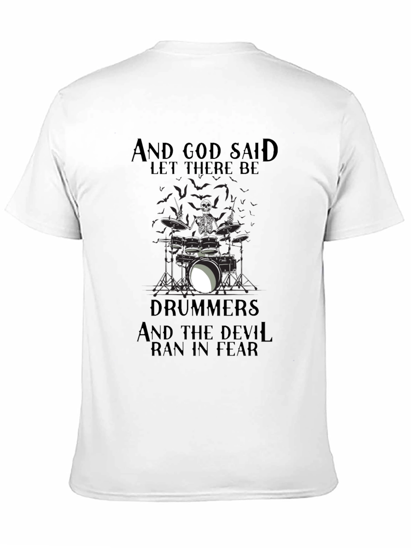 Drummers Skeleton Graphic Black T-Shirt