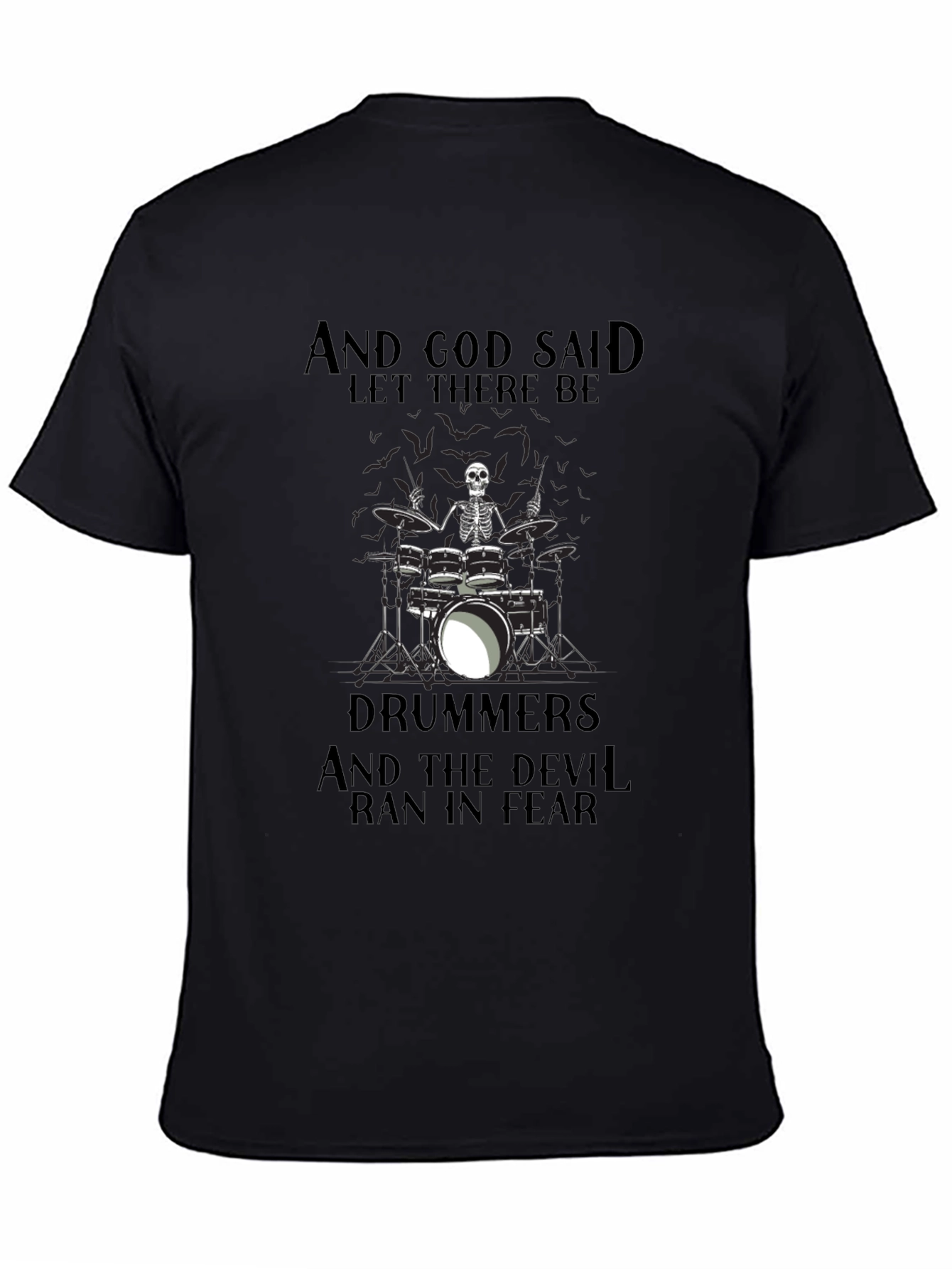 Drummers Skeleton Graphic Black T-Shirt