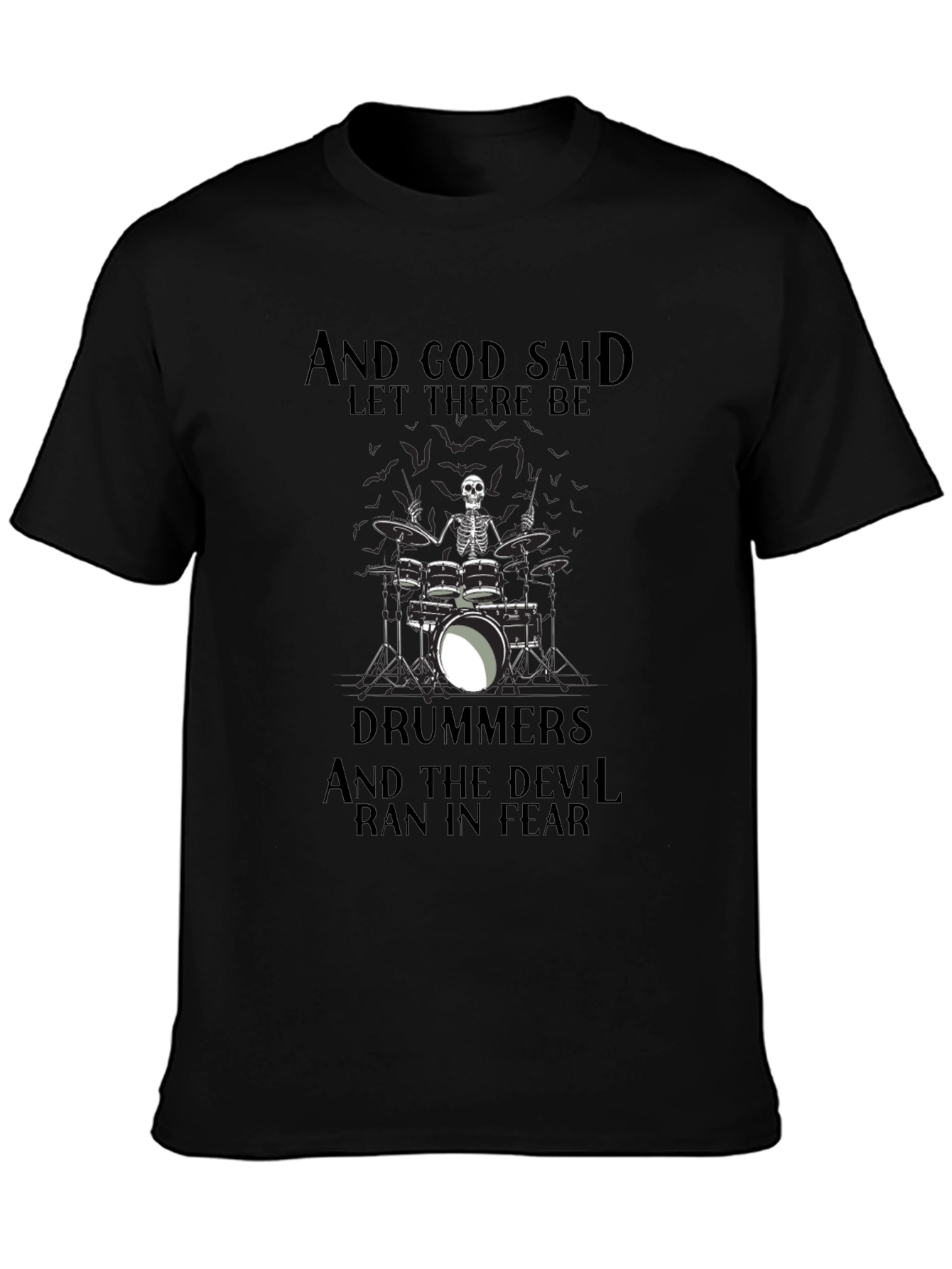Drummers Skeleton Graphic Black T-Shirt