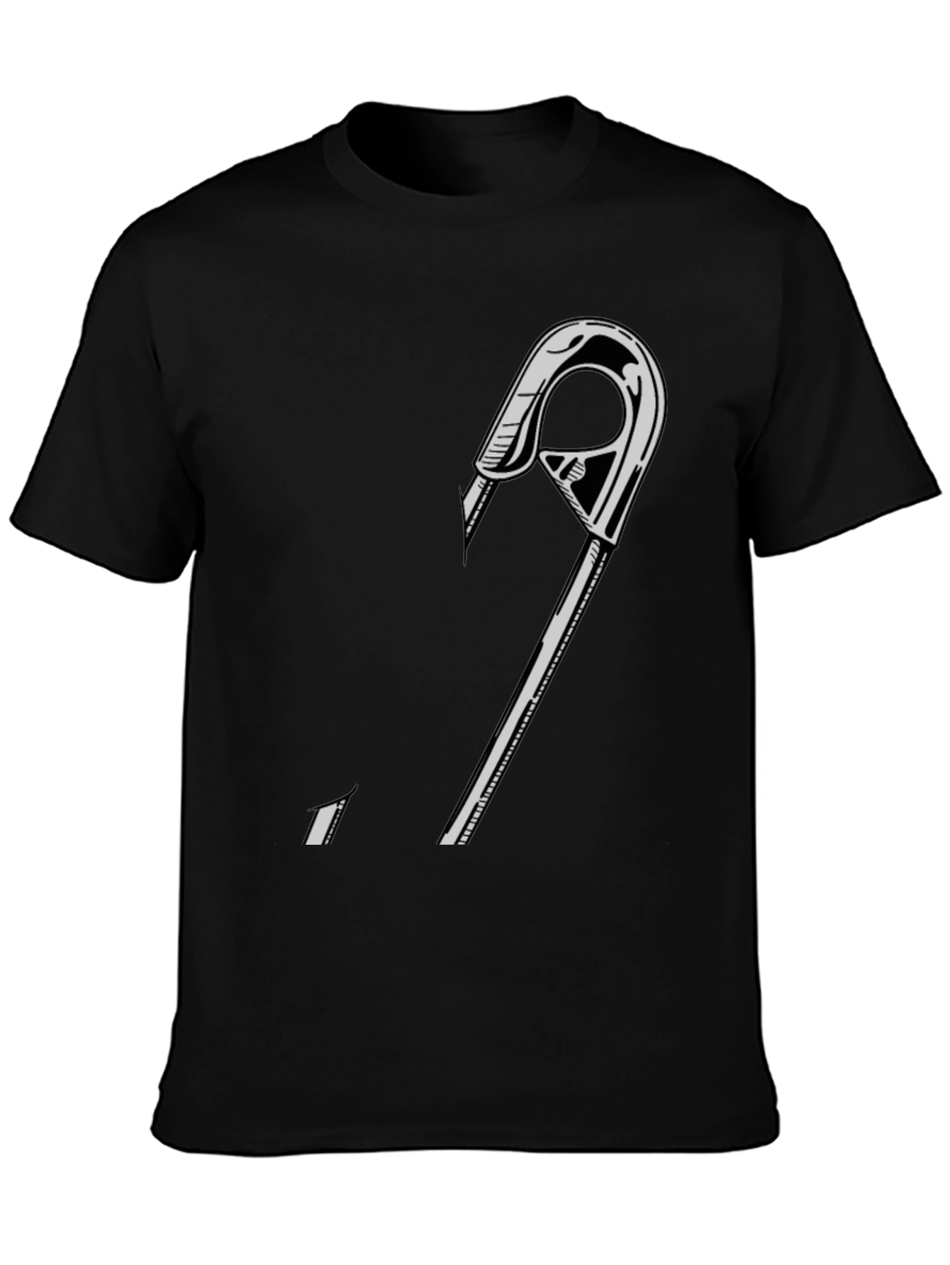 Black Graphic Tee - Safety Pin Design