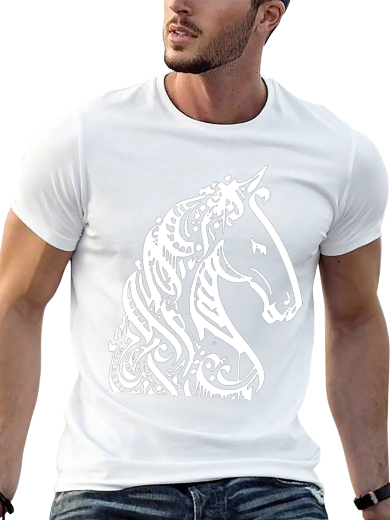 Horse Head Graphic Tee - Stylish Black T-Shirt