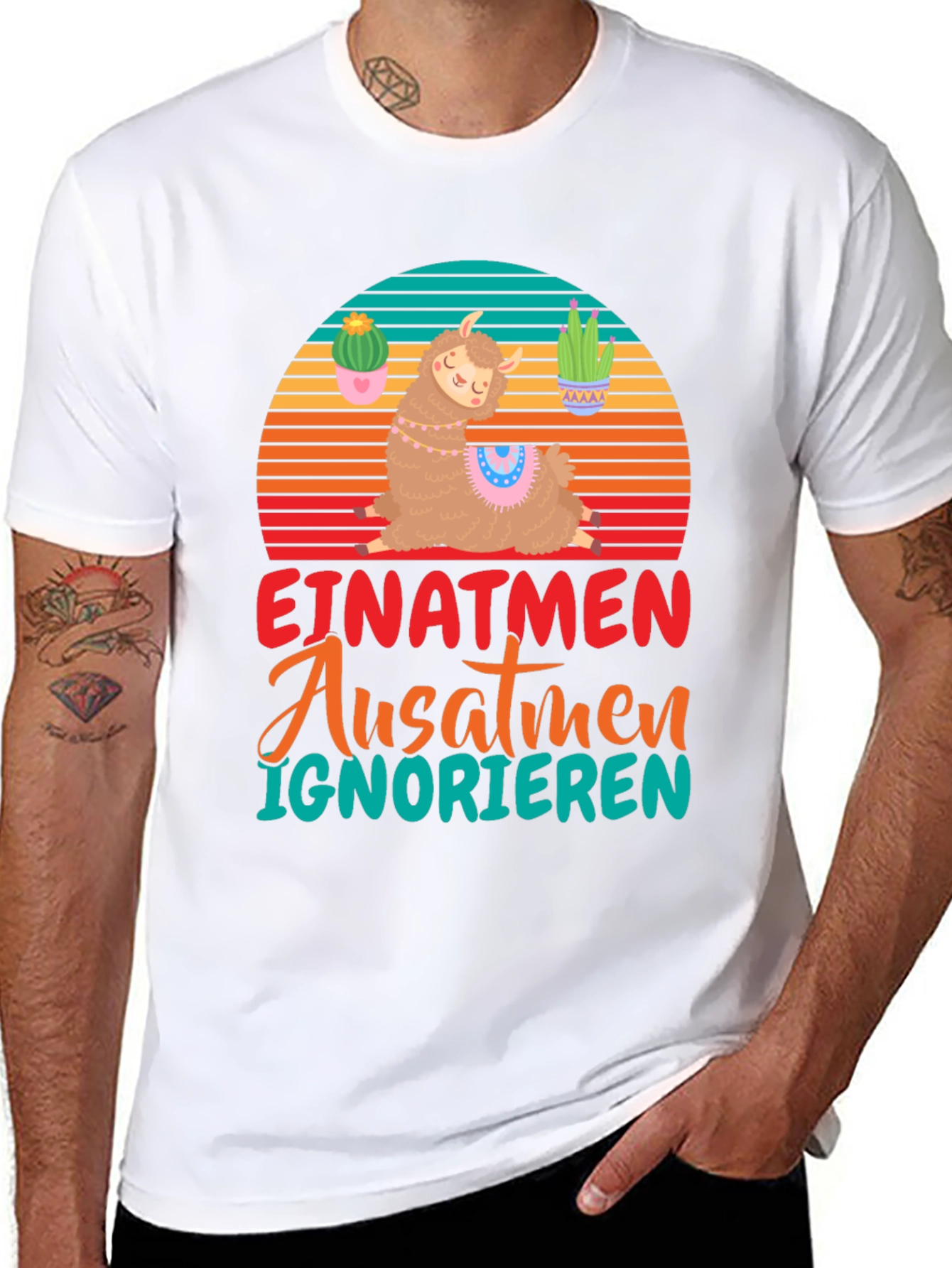 Llama Meditation T-Shirt - German Text