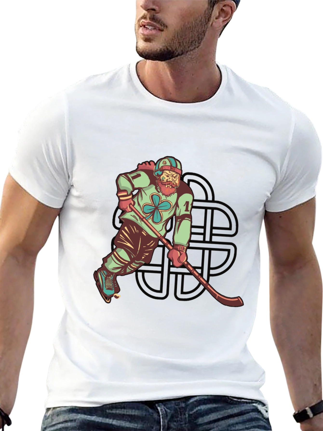 Lucky Hockey Player Graphic Tee